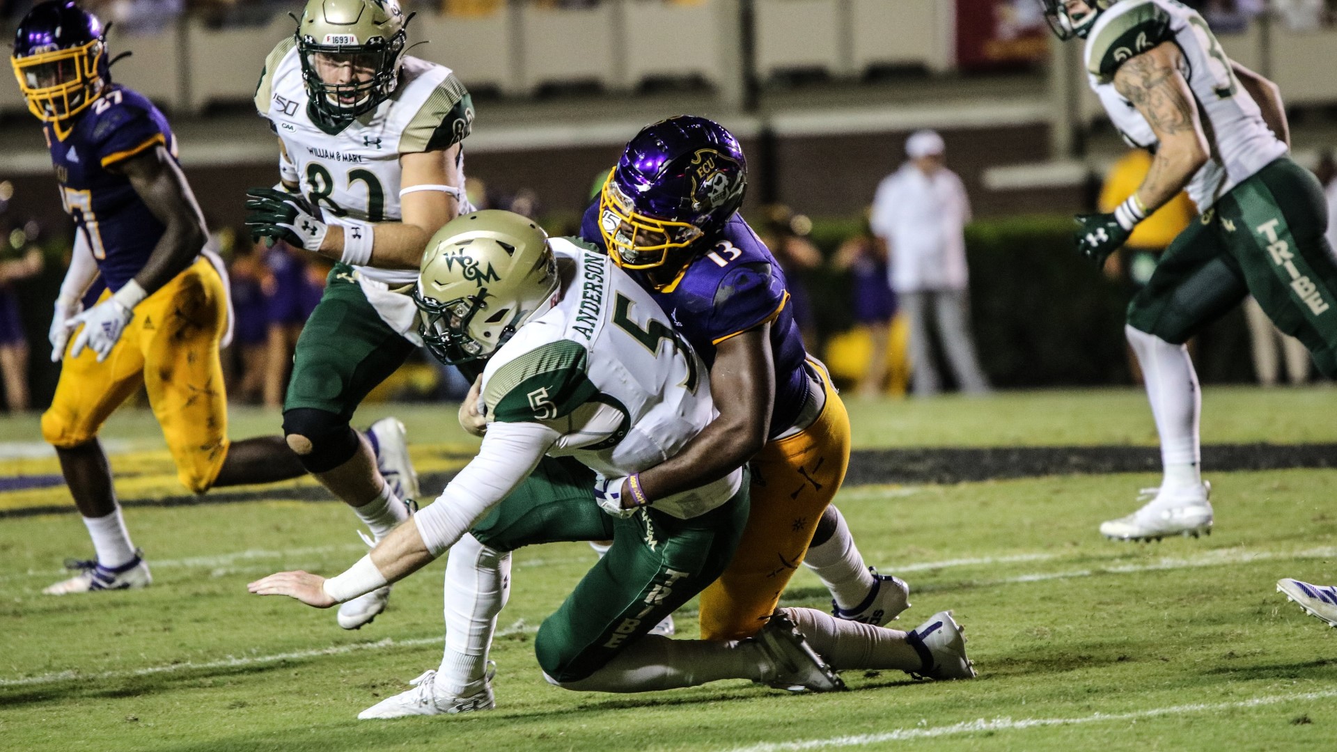 ECU had seven tackles for losses and limited William & Mary (2-2) to 260 total yards.