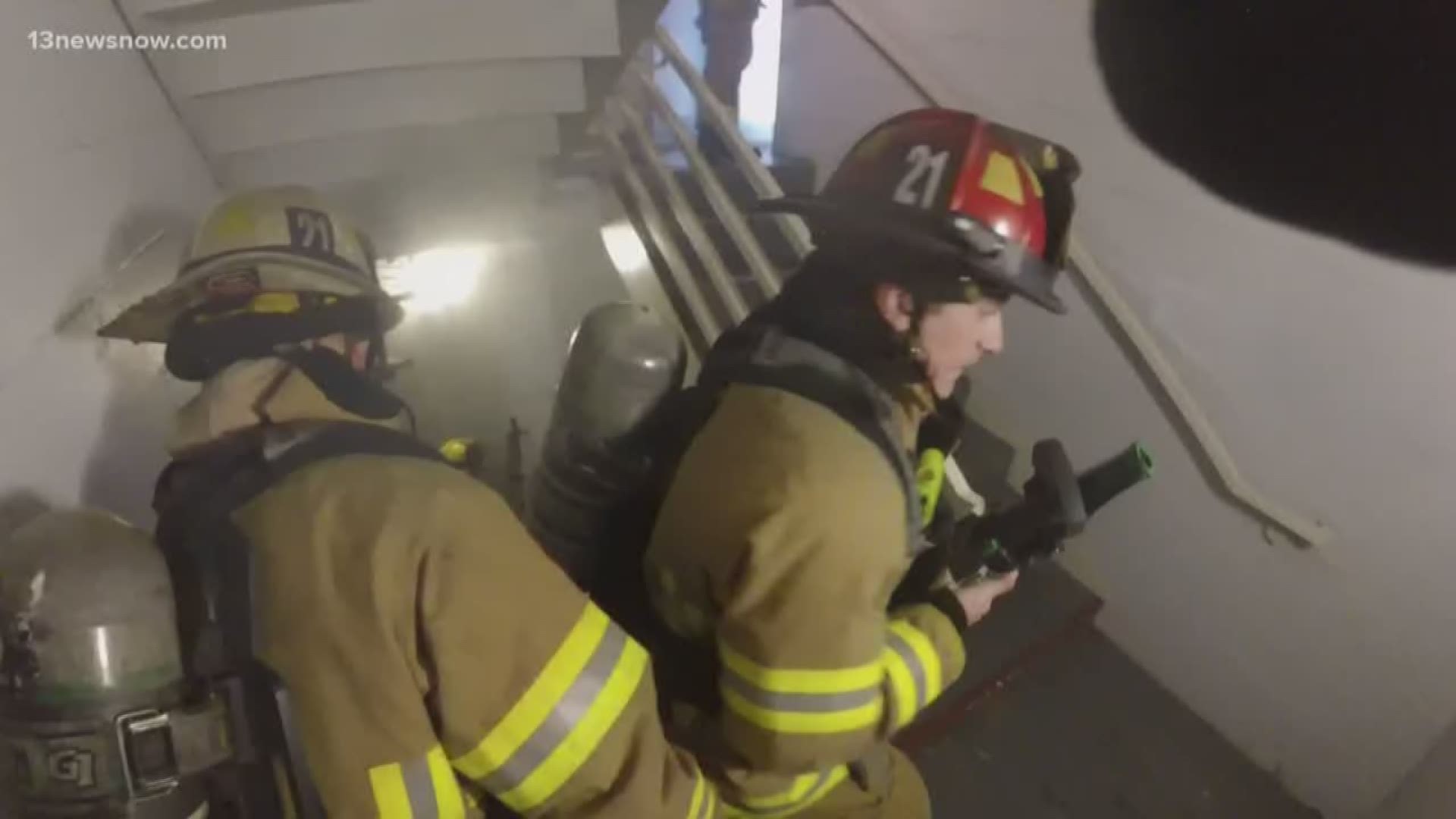 13News Now Megan Shinn was at the live-burn training where firefighters had to think outside the box to pass their simulated mission.