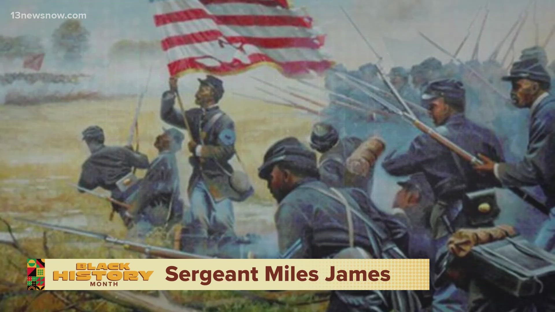 Miles James lived most of his life in Princess Anne County. In 1863 he joined the Union Arm. During a battle, he lost his arm and continued to lead his men.