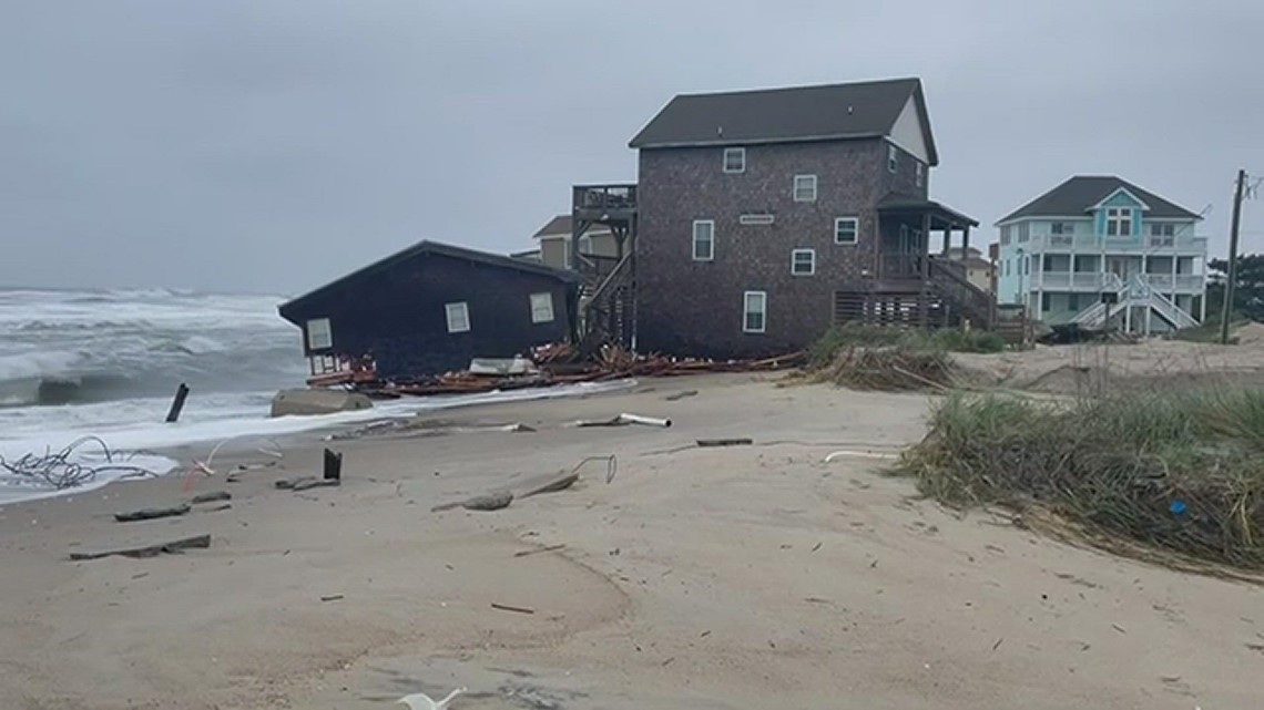 Aftermath of House on Outer Banks Collapsing into Ocean