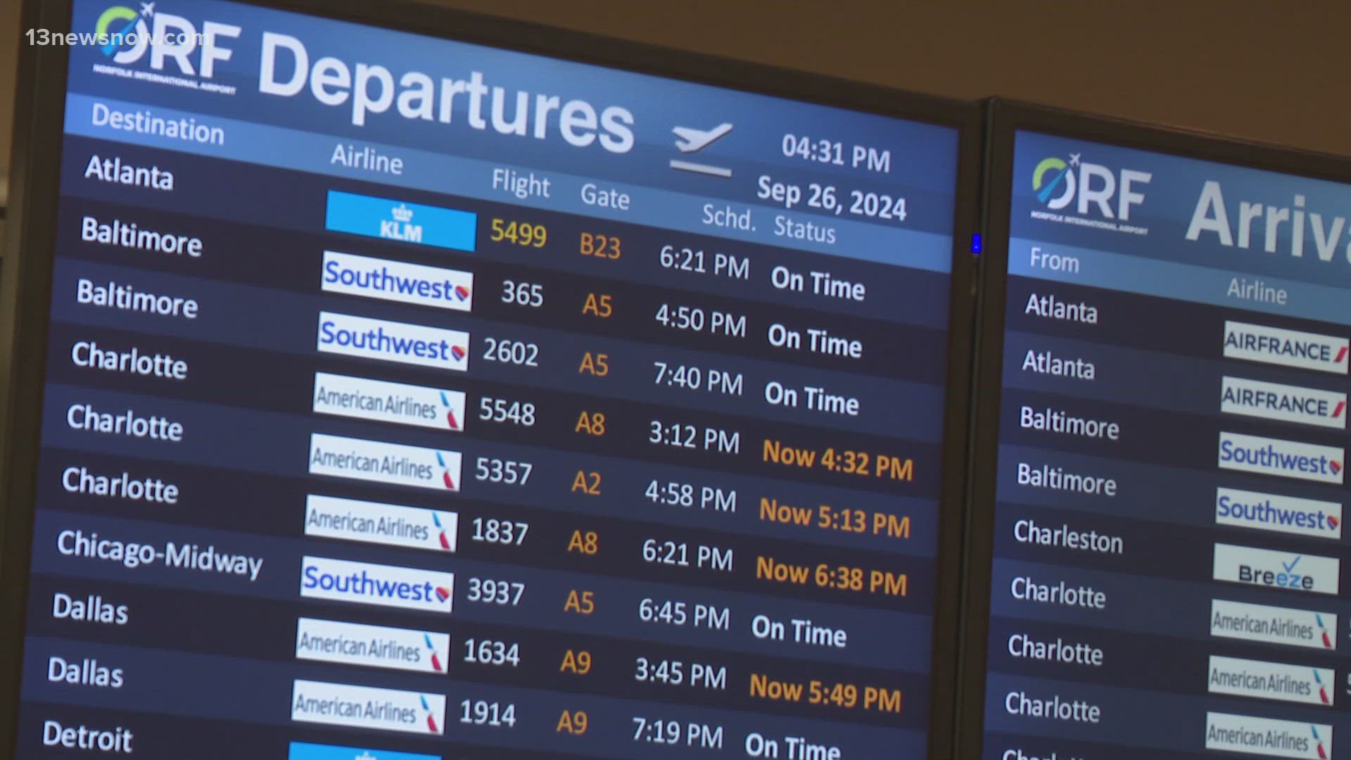 Even hundreds of miles away from Hurricane Helene's center, travelers at Norfolk International Airport were feeling the effects in the form of flight cancellations.