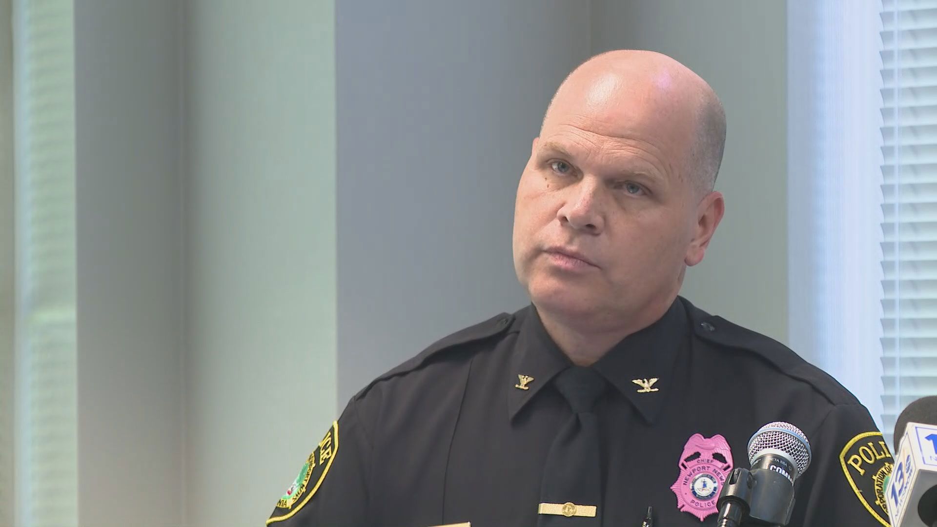 Newport News Police Chief Steve Drew provides an update on Monday afternoon's Crown Court officer-involved shooting.