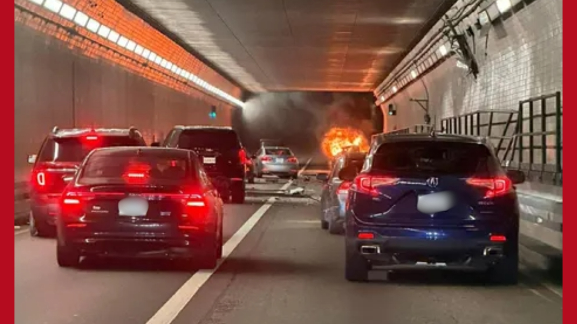 Multi-vehicle crash, vehicle fire shuts down eastbound HRBT Monday morning