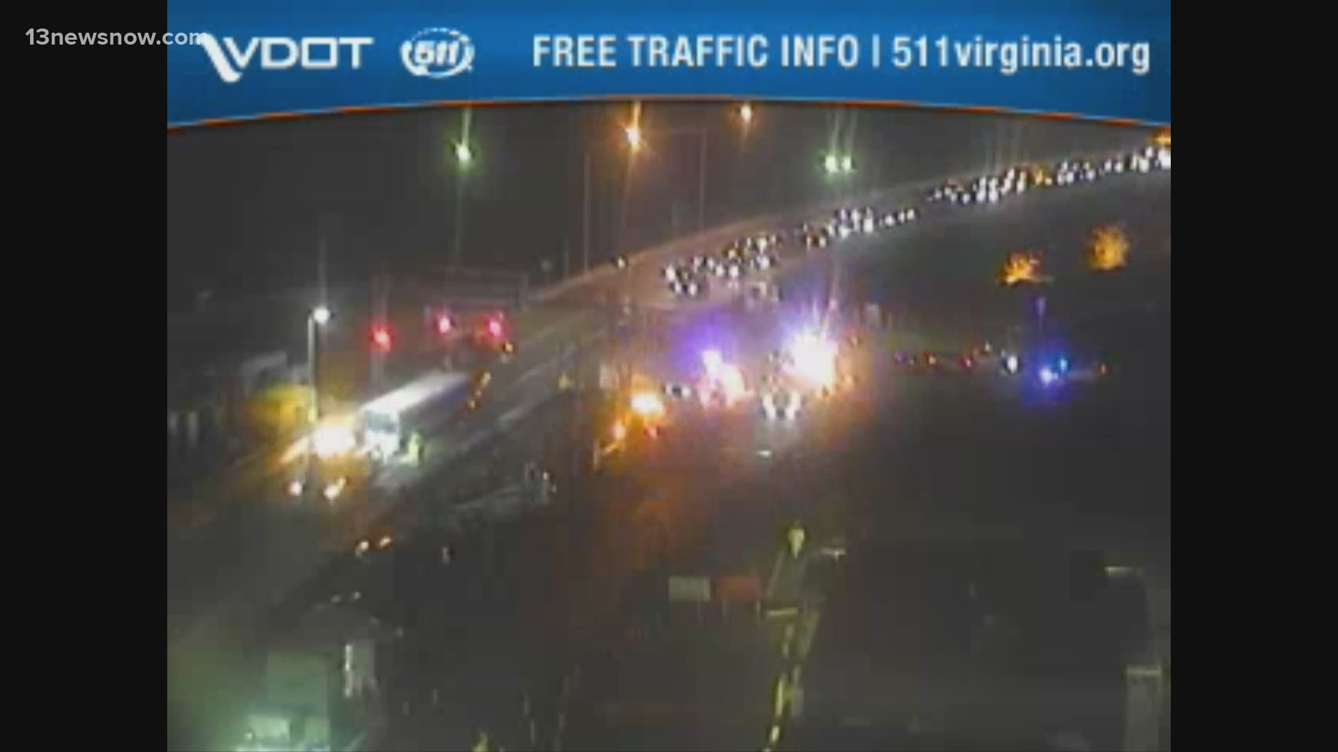 Virginia State Police say the accident happened at about 9:09 p.m. The HRT bus was the only vehicle involved in the crash, and no injuries are reported.