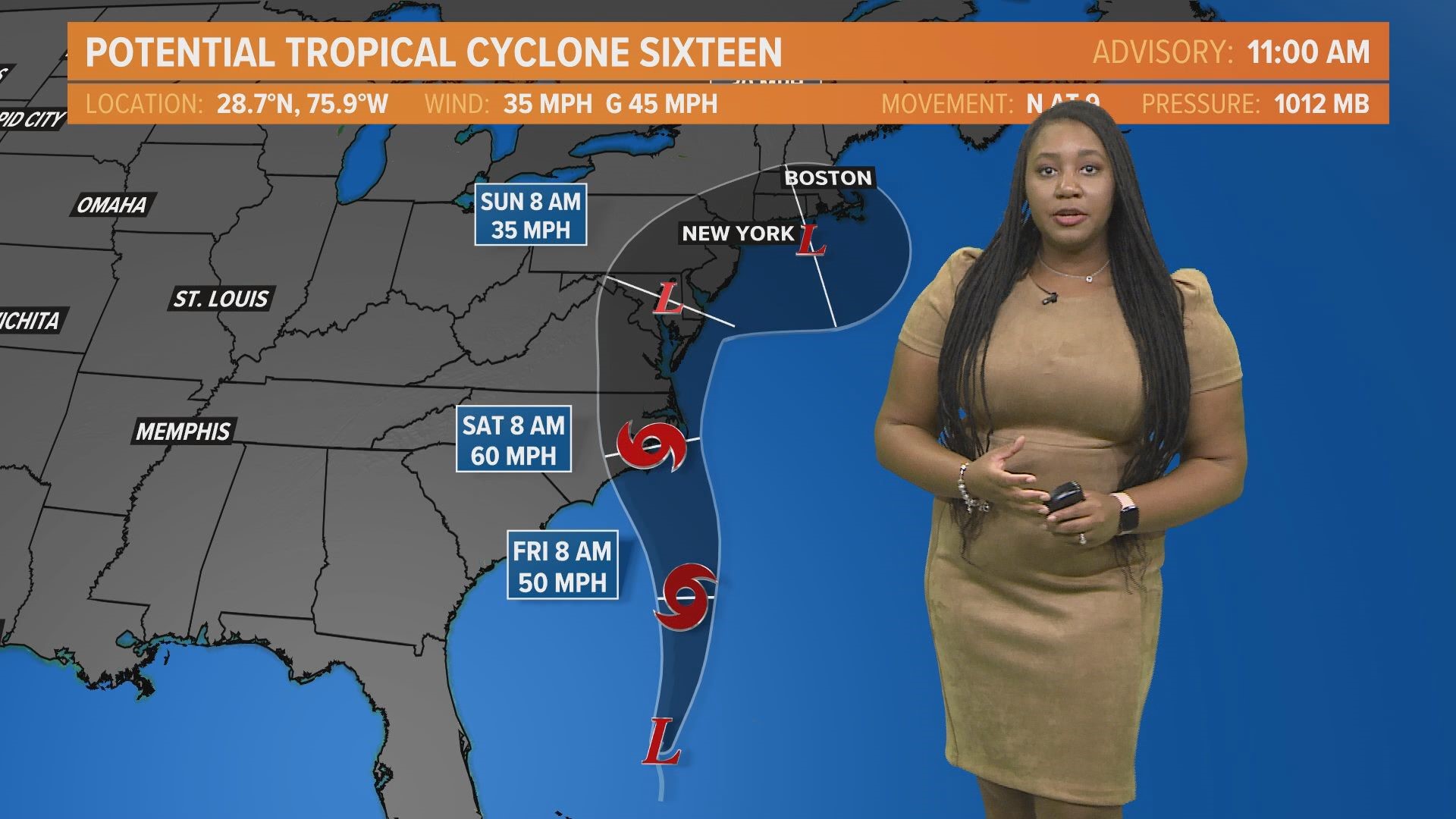 In the Tropics Tropical Storm Warning issued along East Coast