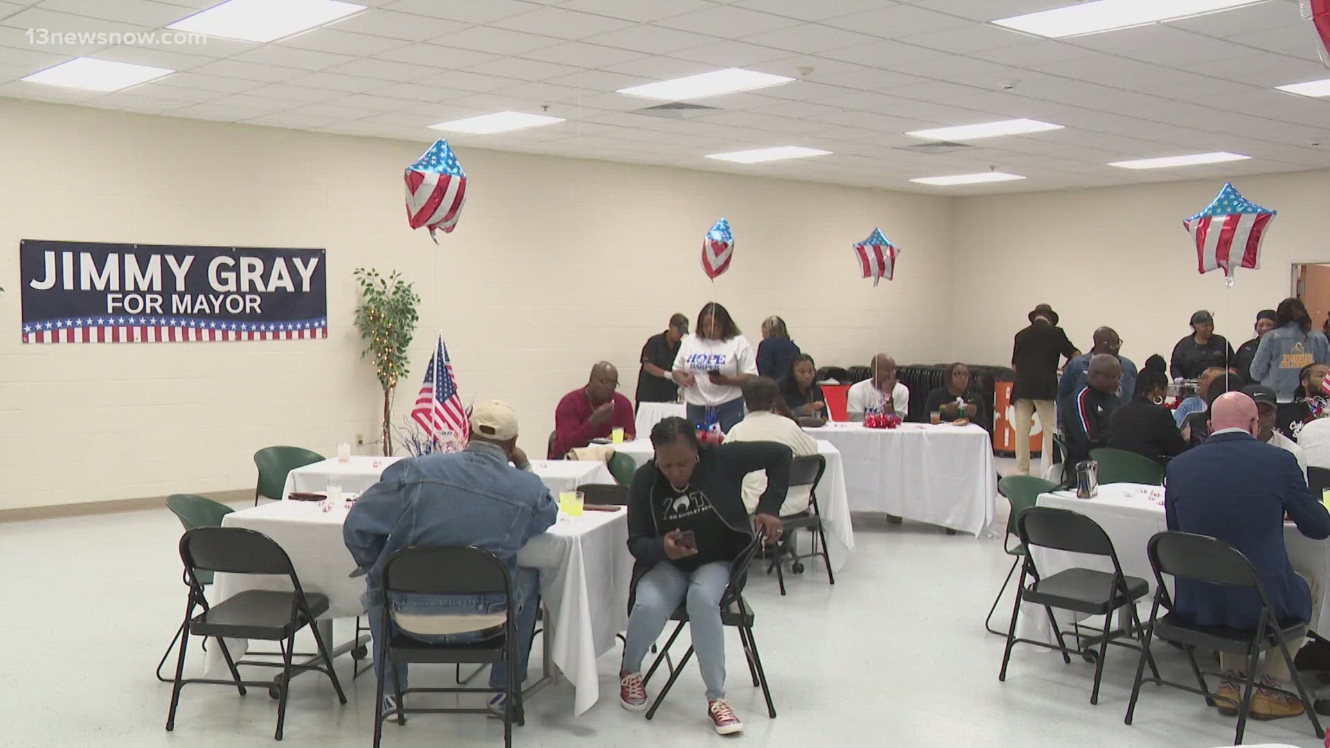 Hampton will have a new mayor. Donnie Tuck did not run for reelection. James Gray Jr. holds a strong lead there, but only 27% of precincts are reporting.