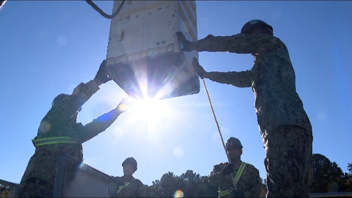 Navy reservist sailors hone Tomahawk missile-loading skills | 13newsnow.com