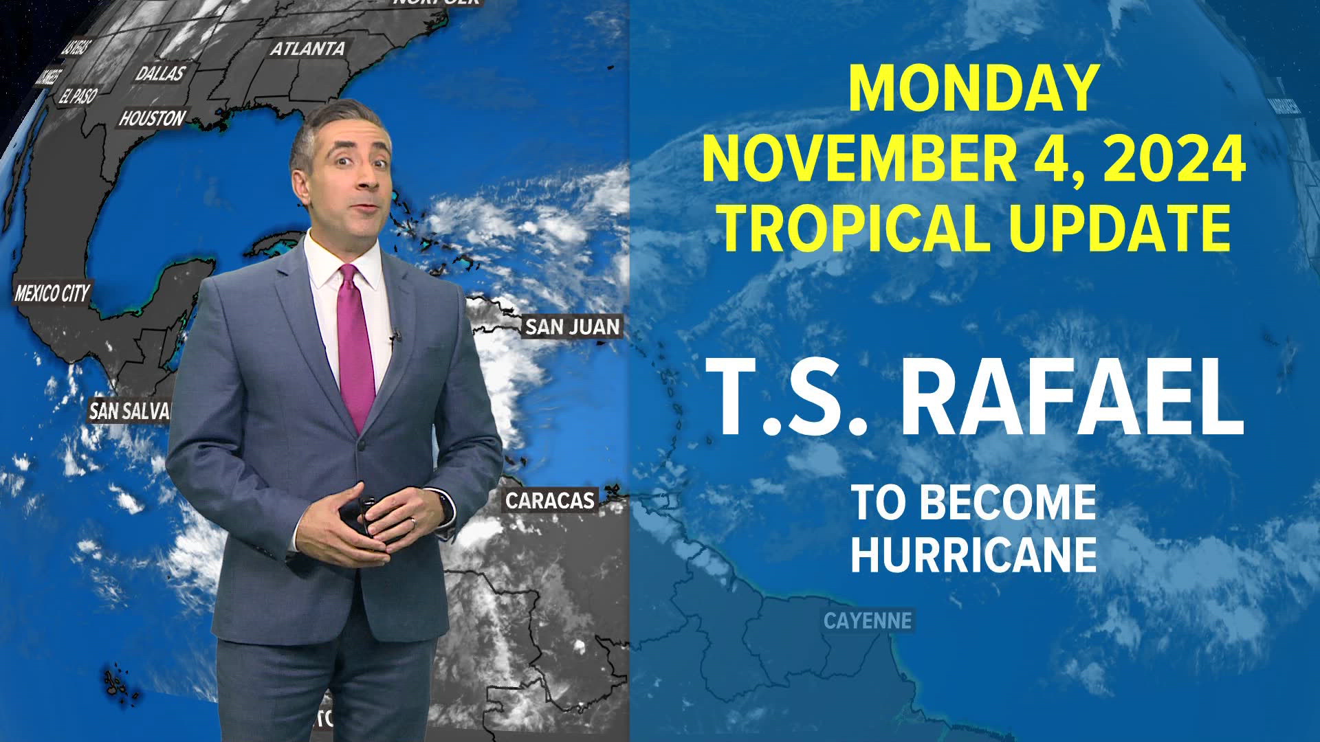 If Rafael strikes that U.S., it would be as a very rare landfalling November hurricane.