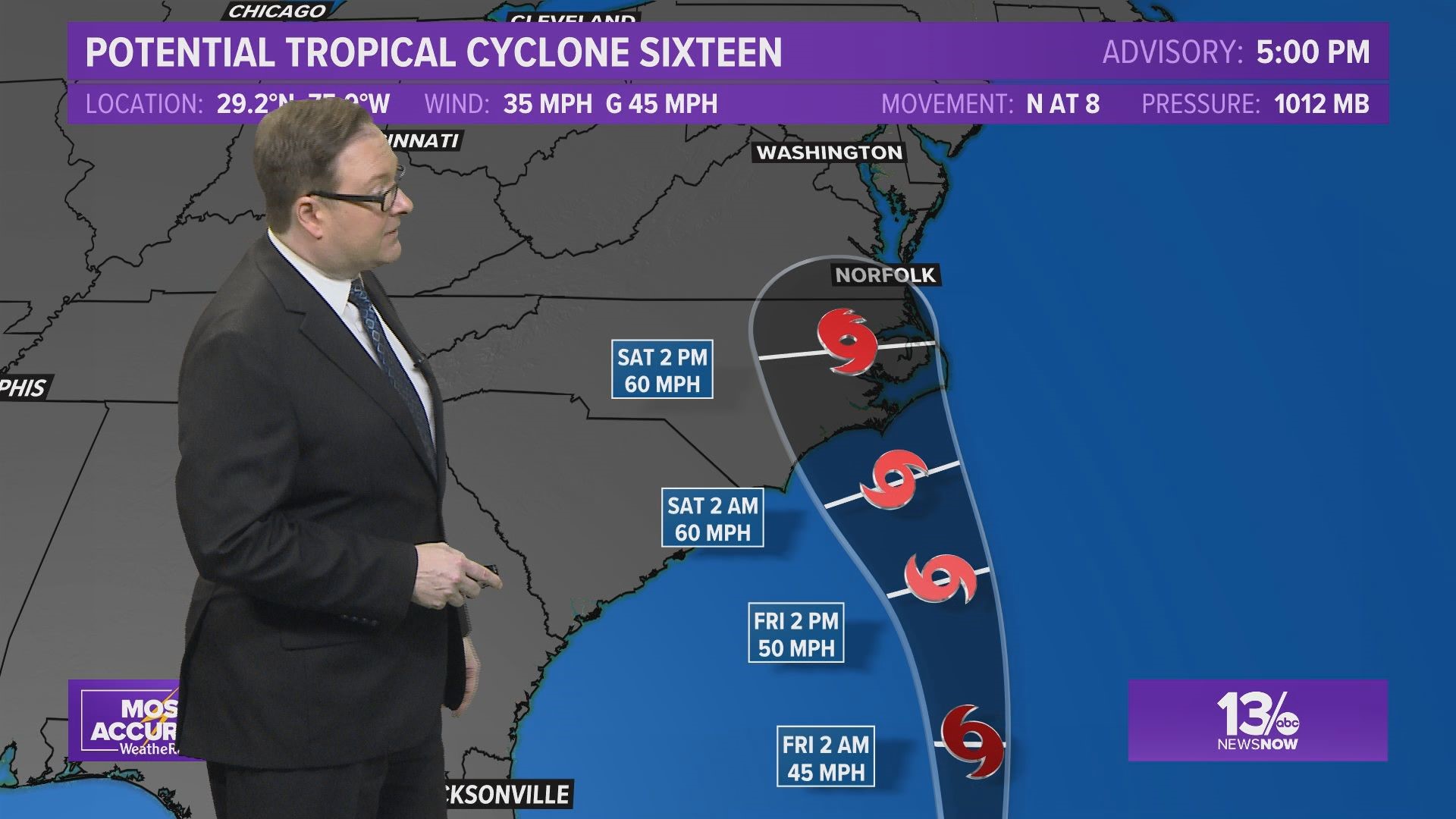 The National Weather Service issued a Tropical Storm Warning that spans all of Hampton Roads, the Eastern Shore, the Middle Peninsula and the Outer Banks.