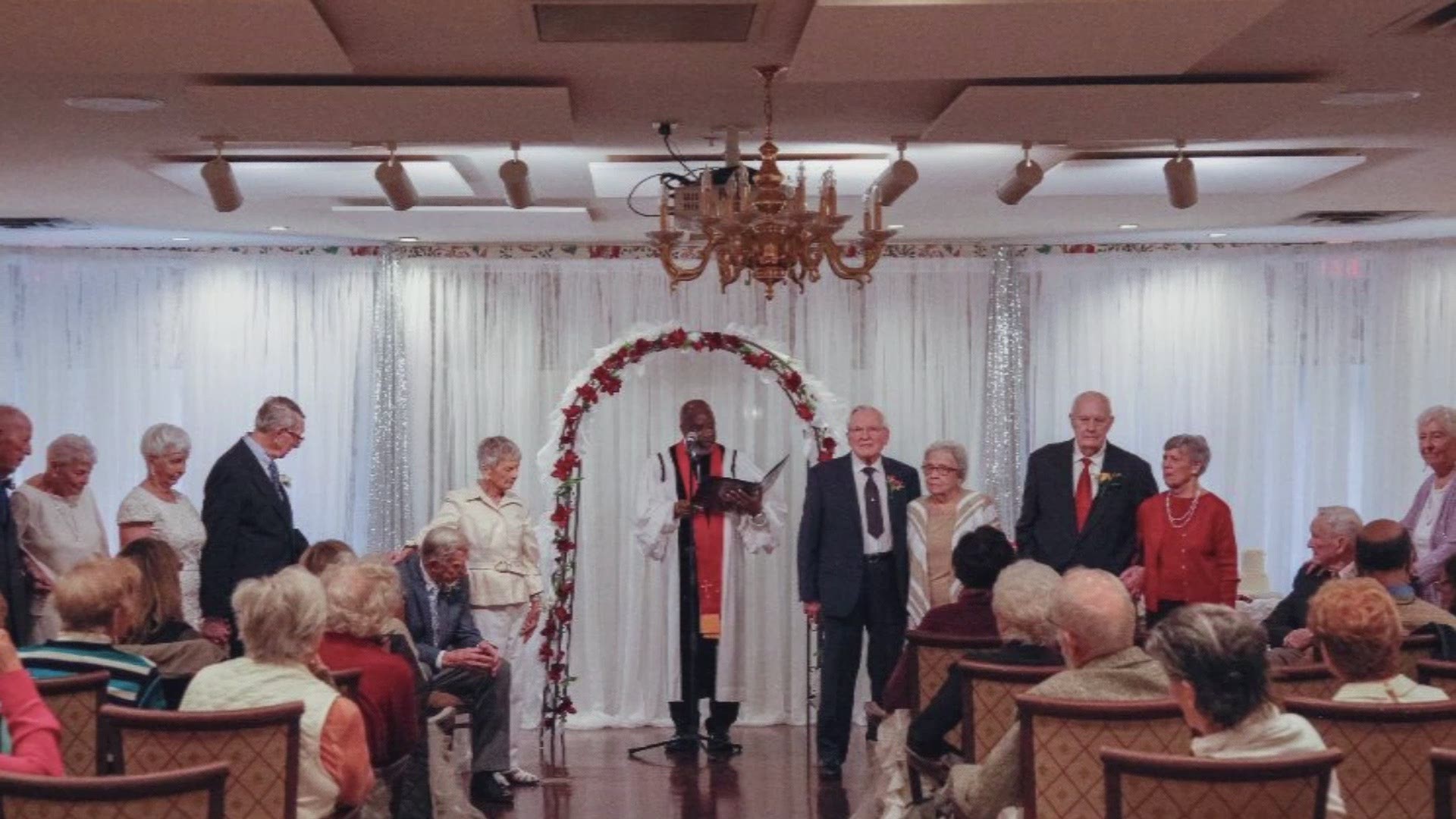 Seven couples in their 80's and 90's renewed their wedding vows ahead of Valentine's Day.