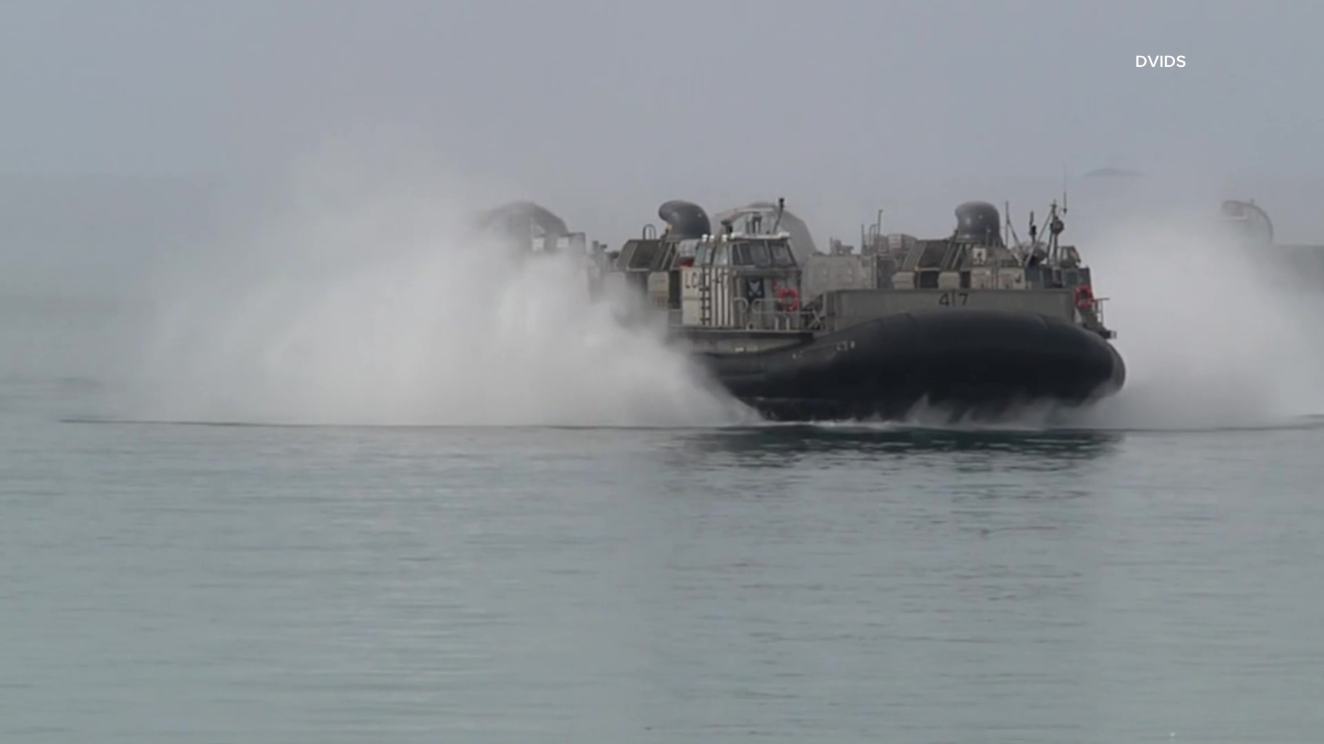 File footage of the U.S. Navy's Landing Craft Air Cushions hovercraft.