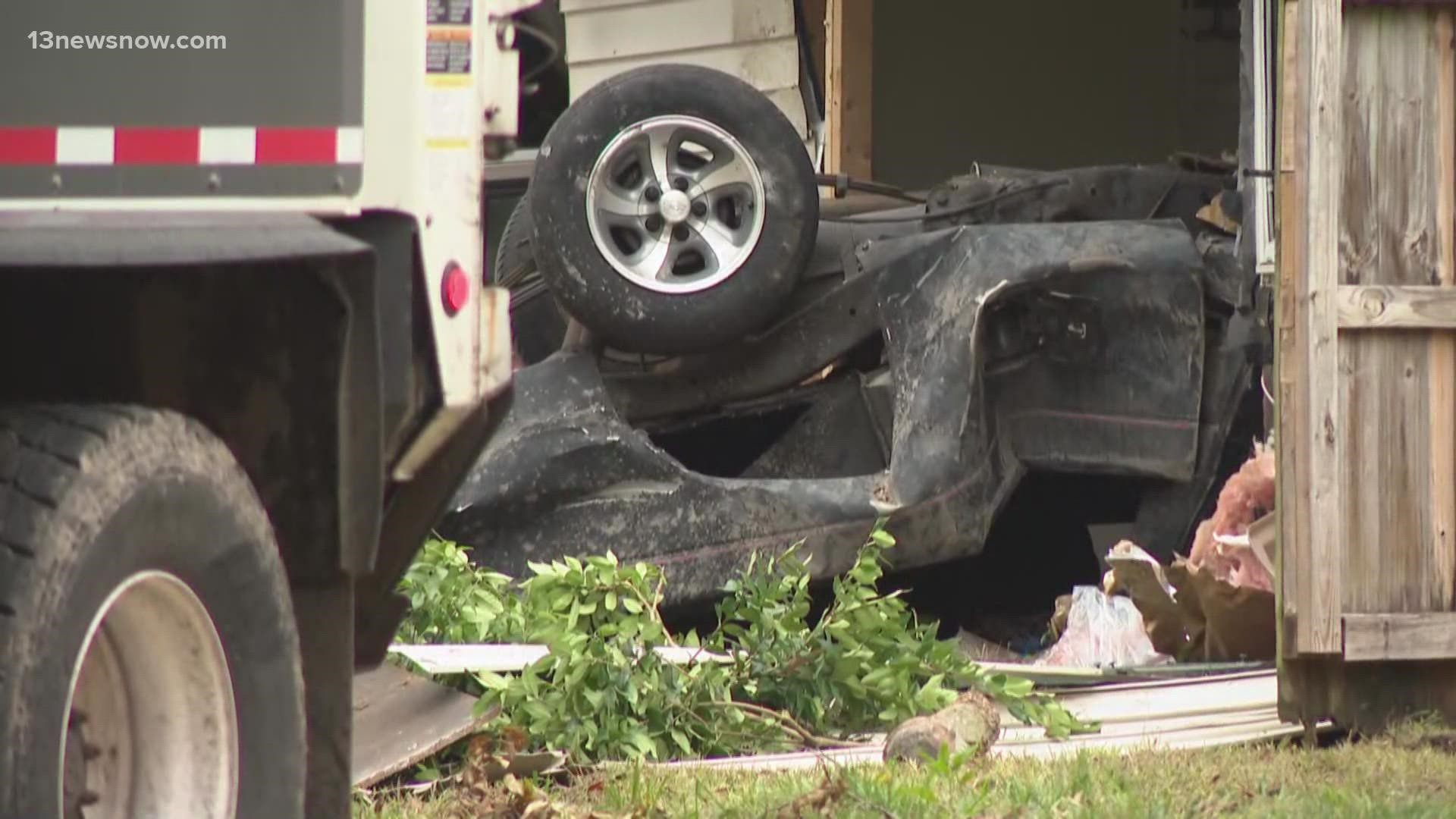 Police in Virginia Beach say they are investigating a crash involving multiple cars and a garbage truck.