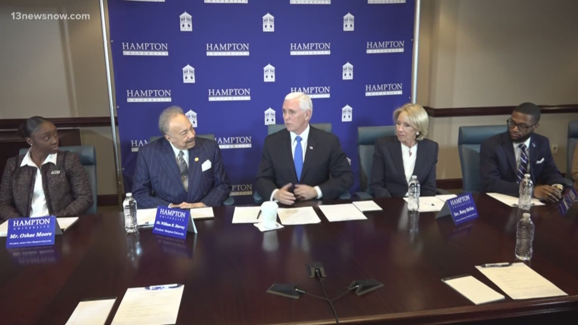 Vice President Mike Pence made several stops in Hampton Roads on Wednesday, including the Hampton University Proton Therapy Institute.