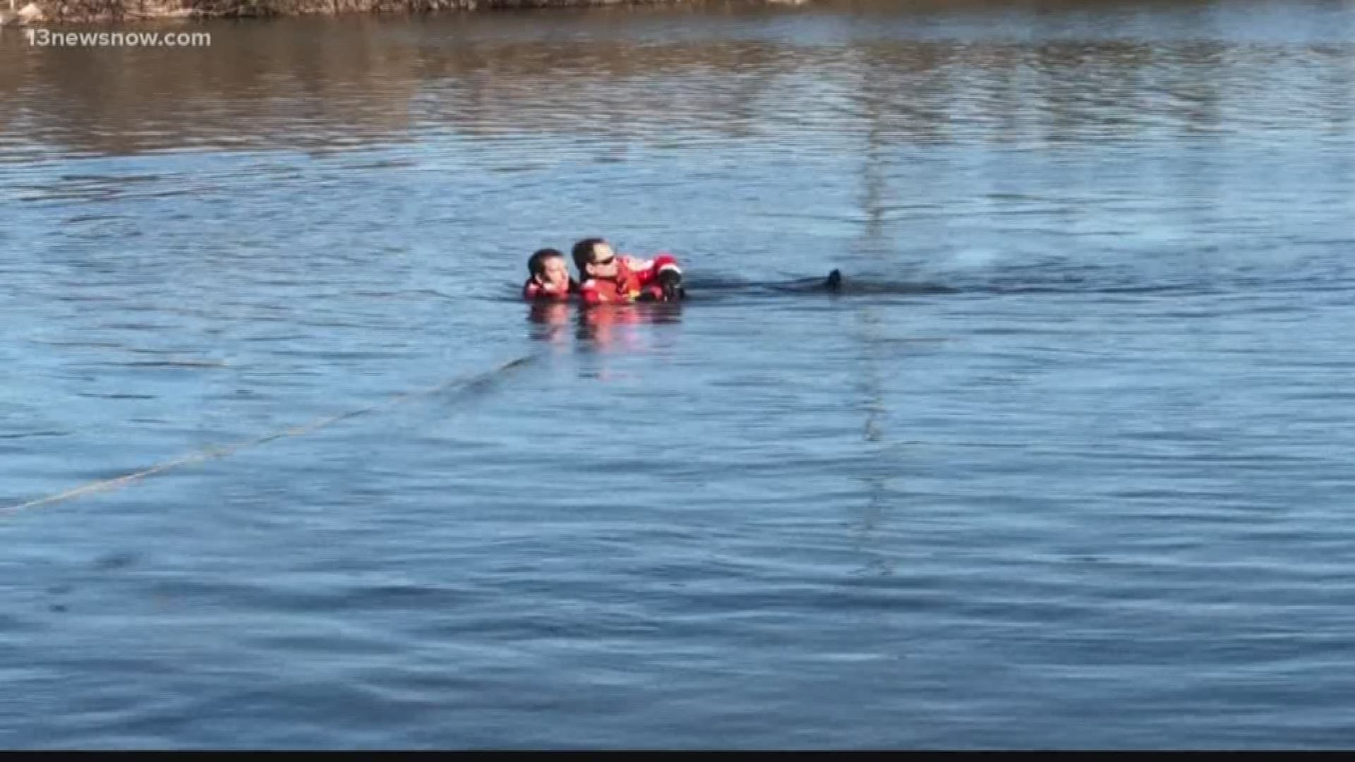 The Virginia Beach Fire Department trained for its cold water rescue skills Wednesday.