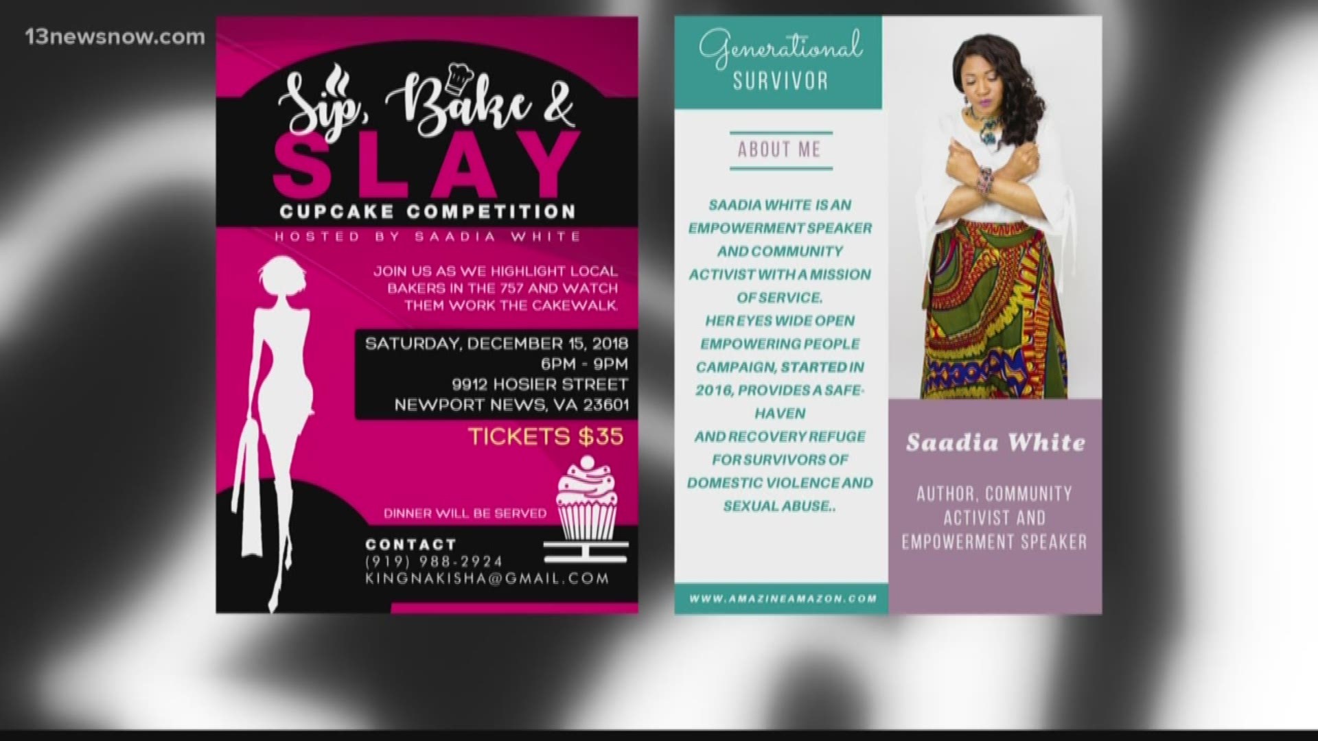 Sip, Bake & Slay Cupcake Competition will showcase local bakers and benefit the Autism Society, Tidewater Virginia. The competition, hosted by Saadia White, is slated for December 15.