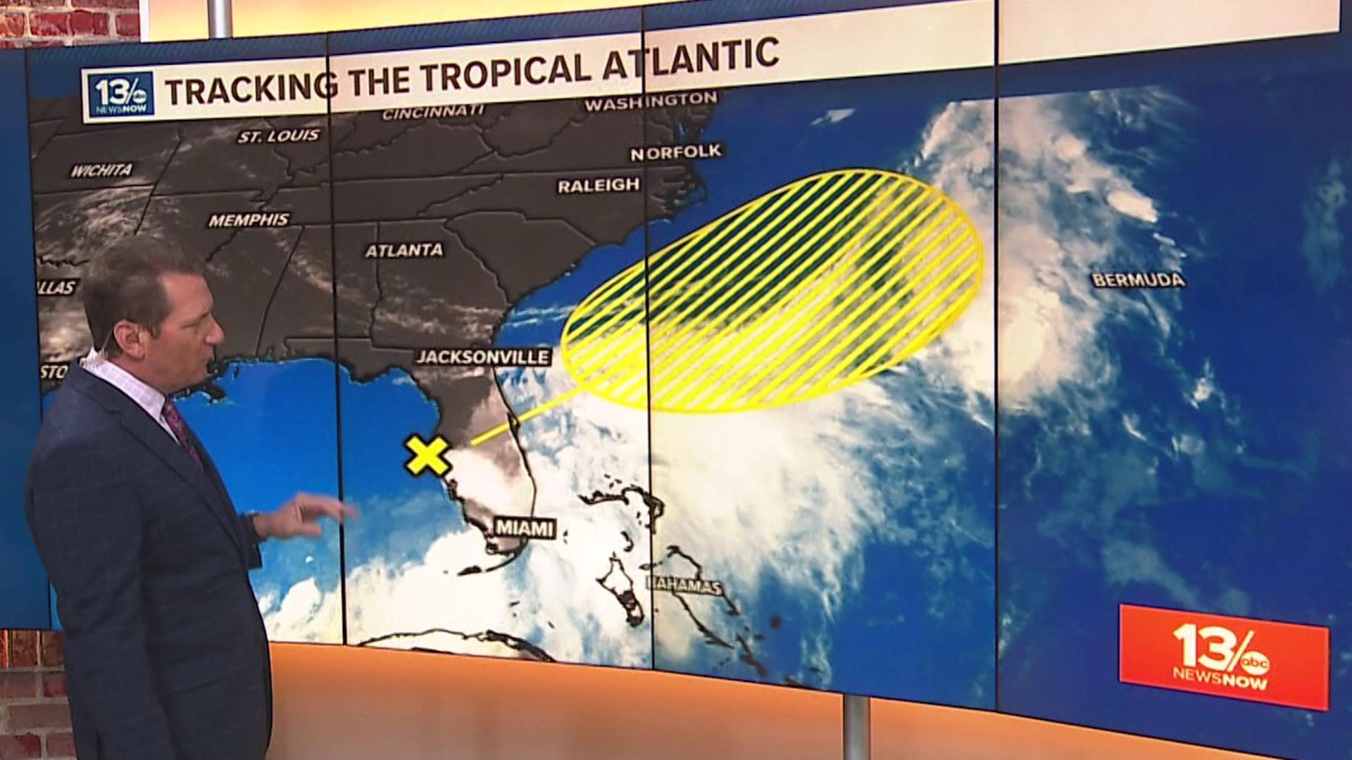 The National Hurricane Center is monitoring an area of low pressure near Tampa this morning. The area is forecast to move east-northeast.