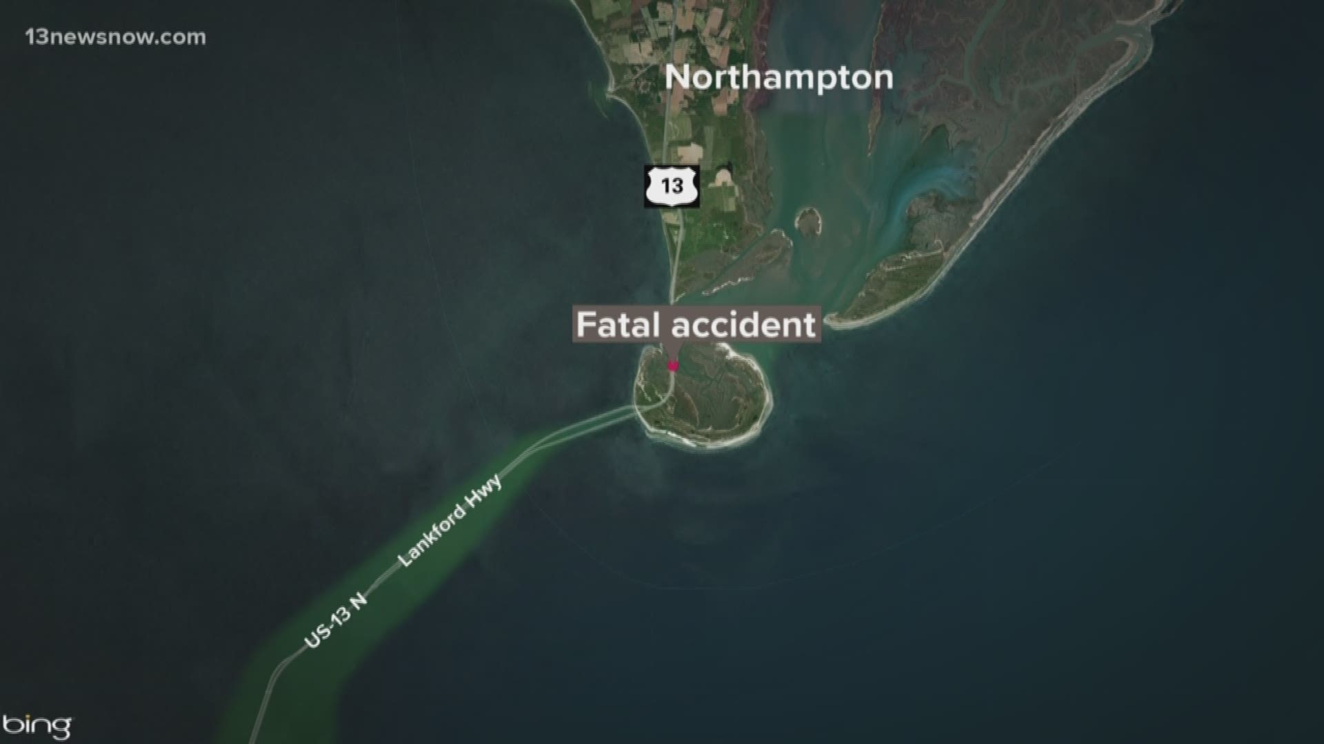 A two-vehicle crash on the Chesapeake Bay-Bridge Tunnel killed one person and sent another to the hospital.