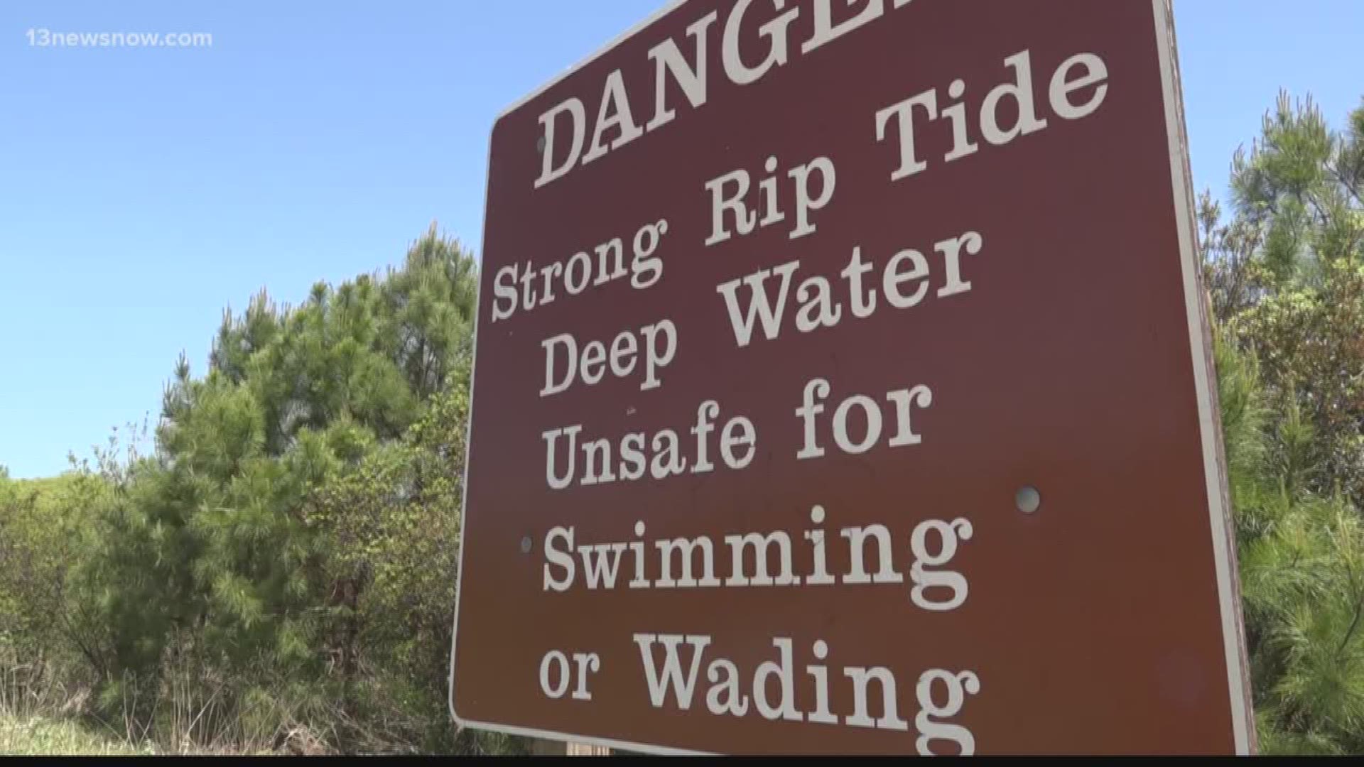 Stay out of the water in the College Creek Beach in James County
