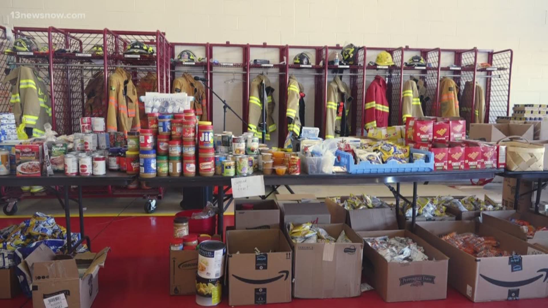 Supplies are being brought to a fire station turned supply pick-up. The locals are calling it 'Fire-Mart.' Despite the devastation, neighbors are helping each other.