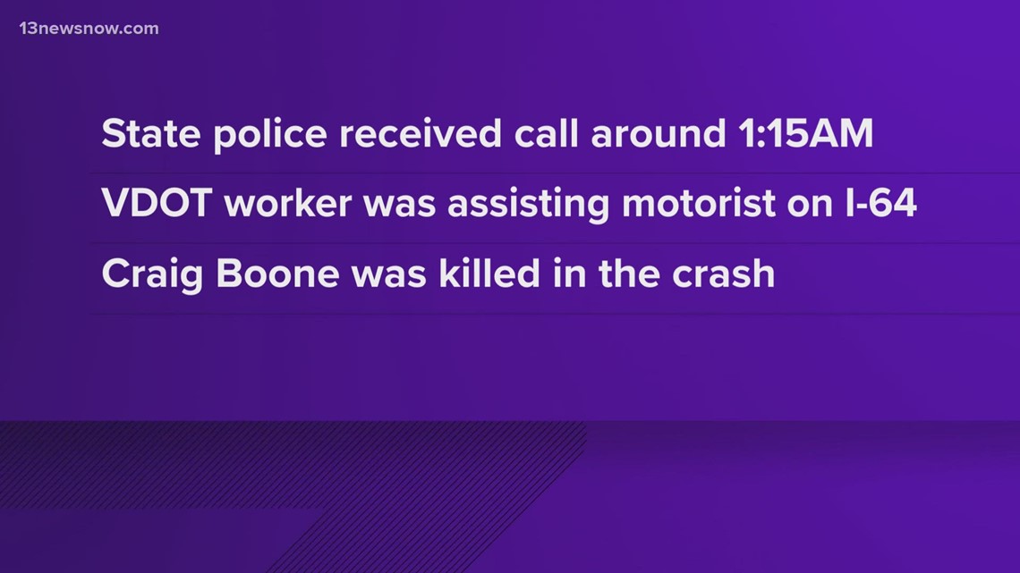 VDOT safety worker fatally struck by suspected intoxicated driver