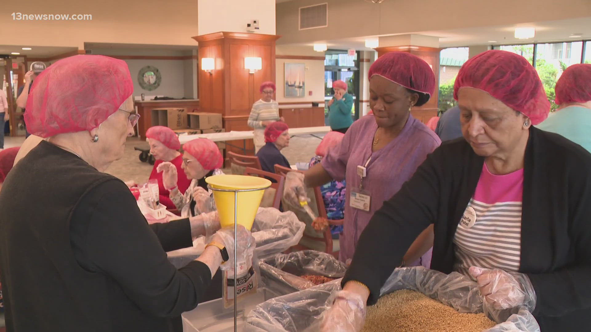 Volunteers in Virginia Beach spent Monday morning putting together meals for families in need across the globe.