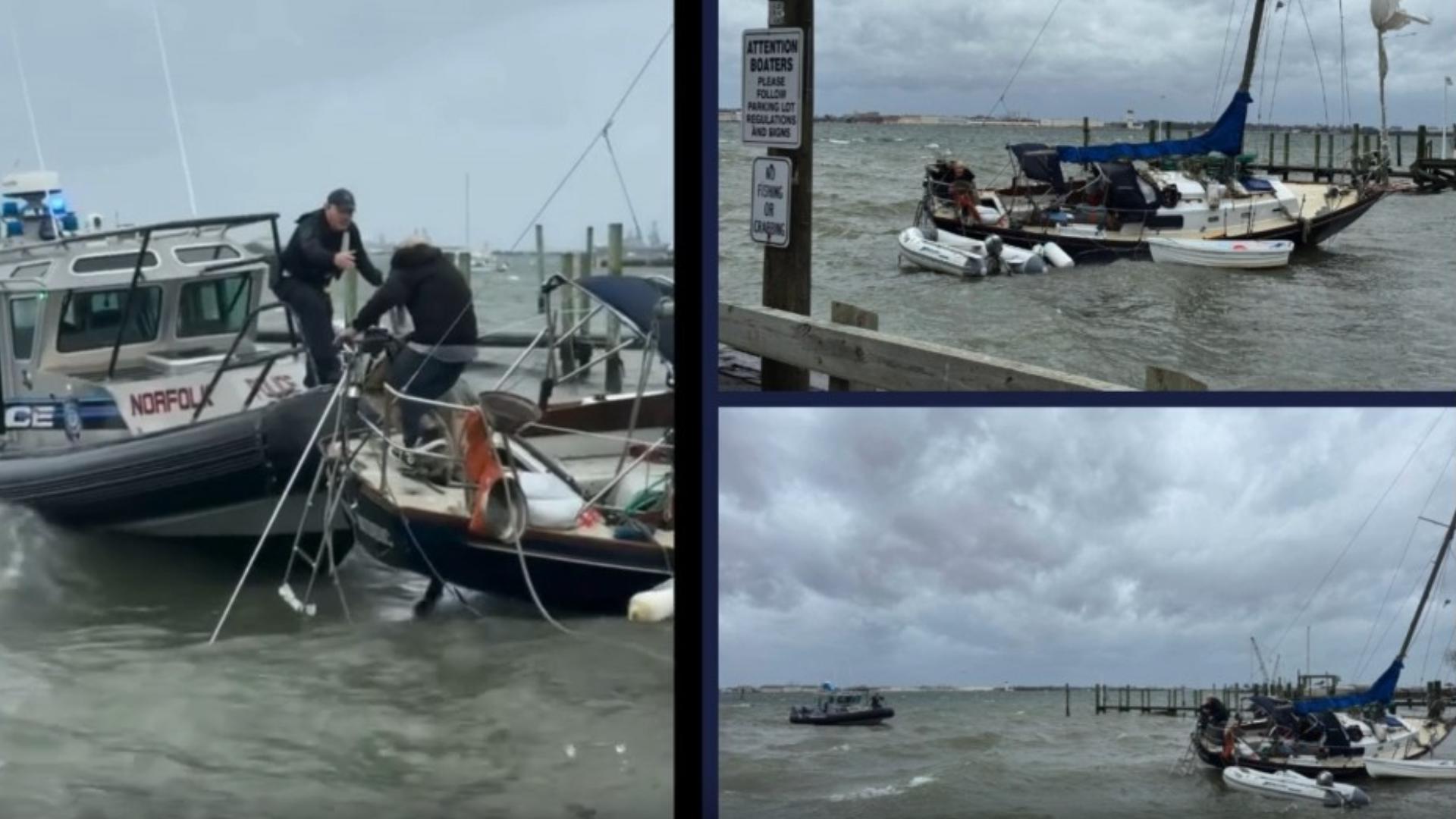 Norfolk police rescue man from vessel taking on water in Willoughby Bay ...