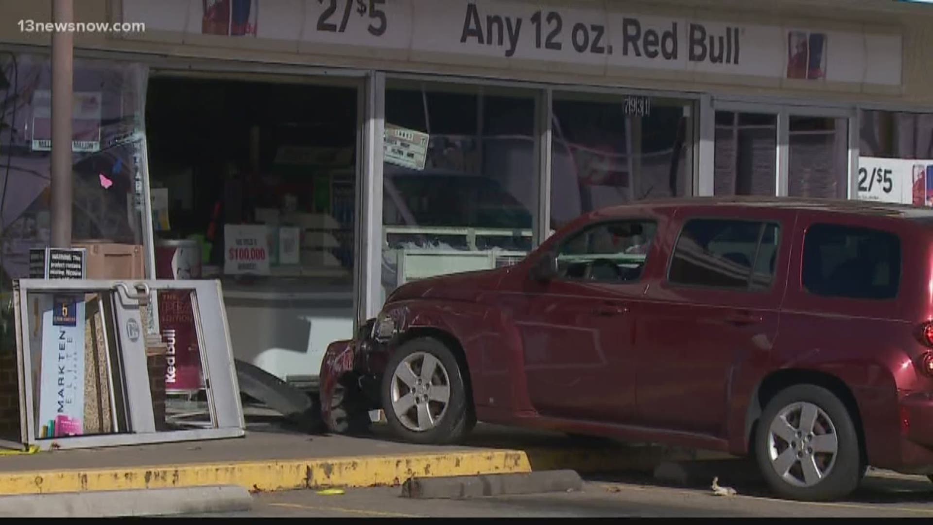 A 67-year-old drove their car into a 7-11 in Norfolk. The driver only suffered minor injuries.