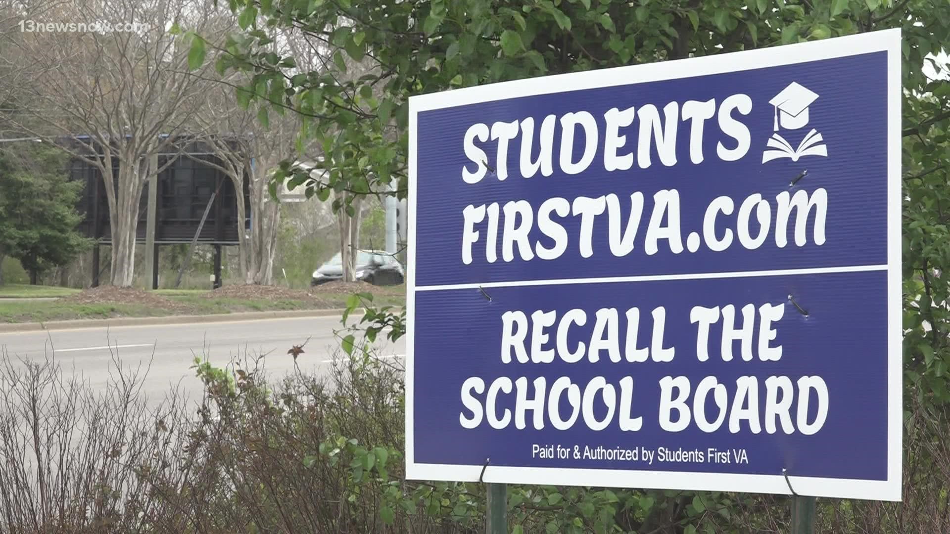 A group of parents created several petitions asking to recall certain Virginia Beach School Board members.