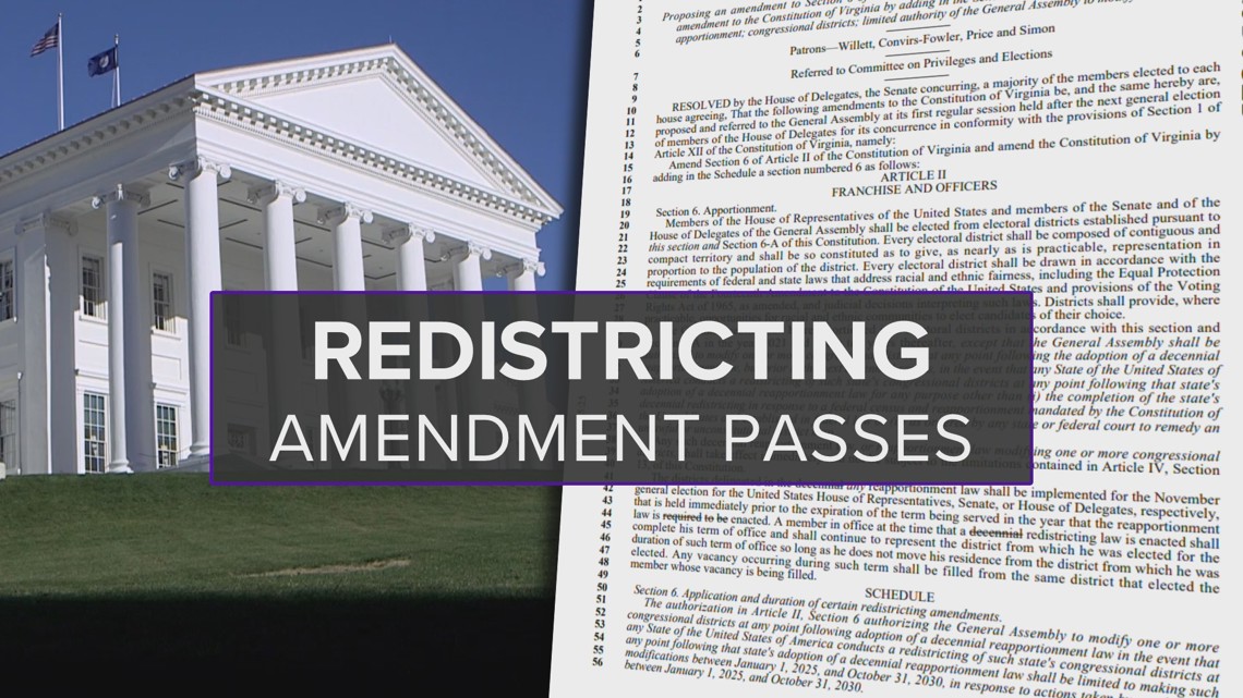 Virginia Senate approves redistricting constitutional amendment, setting stage for voter input in redrawing of congressional maps
