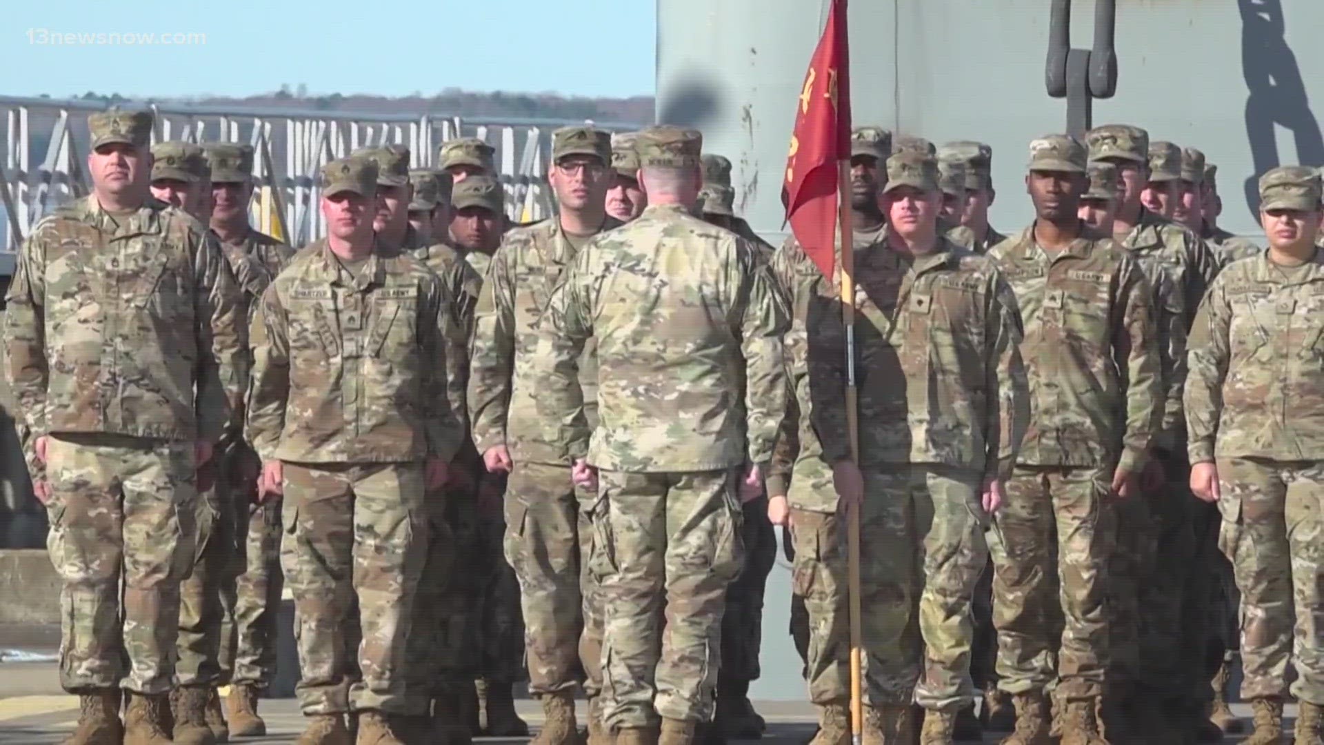 Roughly 100 men and women left Joint Base Langley-Eustis today as part of the effort to deliver aid to Gazans.