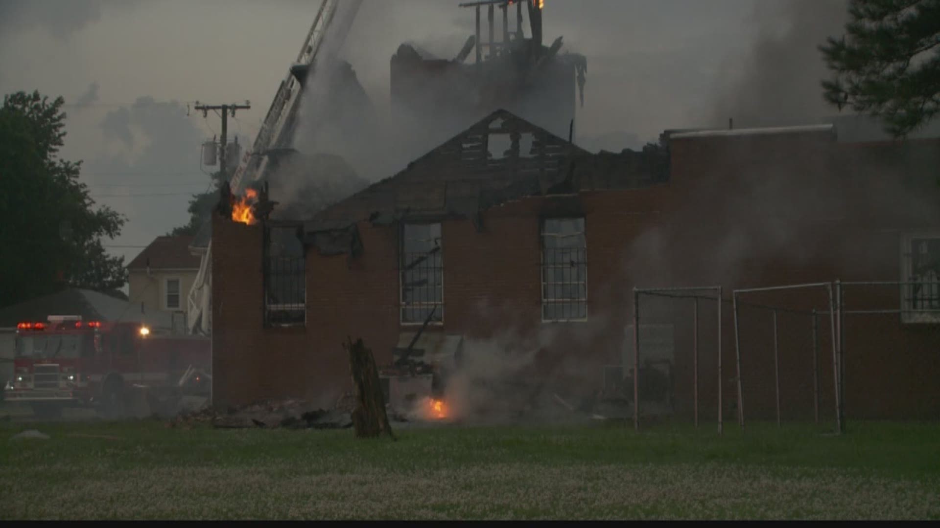 Portsmouth church hit by lightning, engulfed in flames