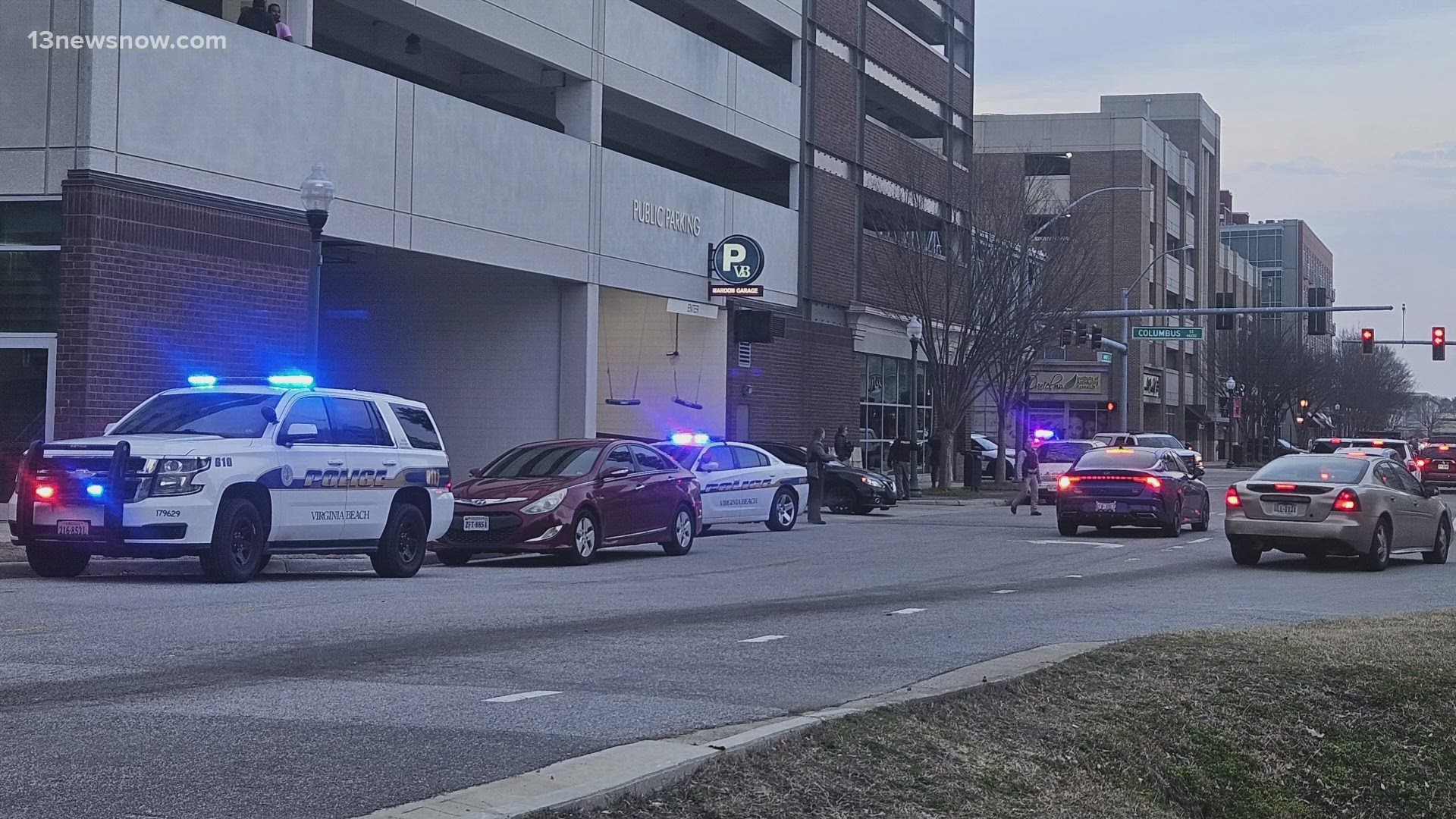 Suspects arrested in Virginia Beach after reported gunfire on the outskirts of the city's town center.