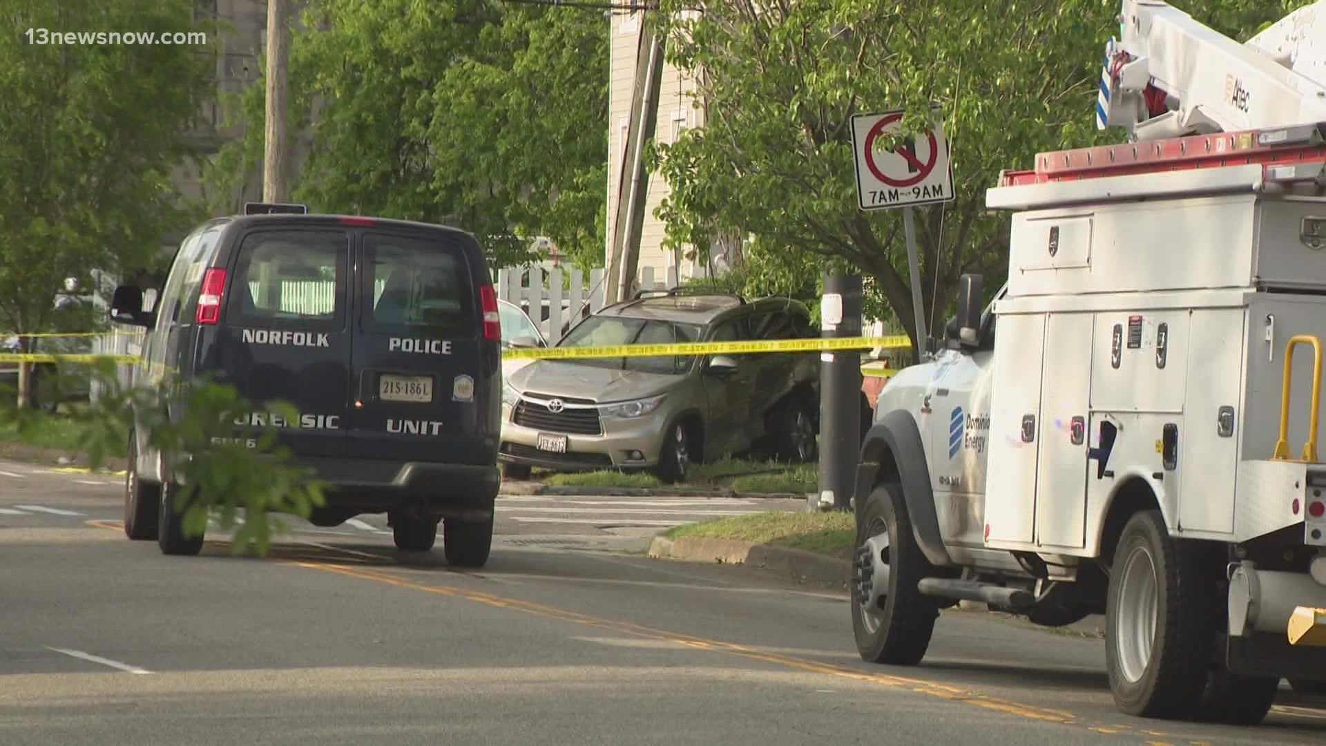 Norfolk police officers who responded to a car crash in Park Place Friday morning found a man who had been shot when they arrived.