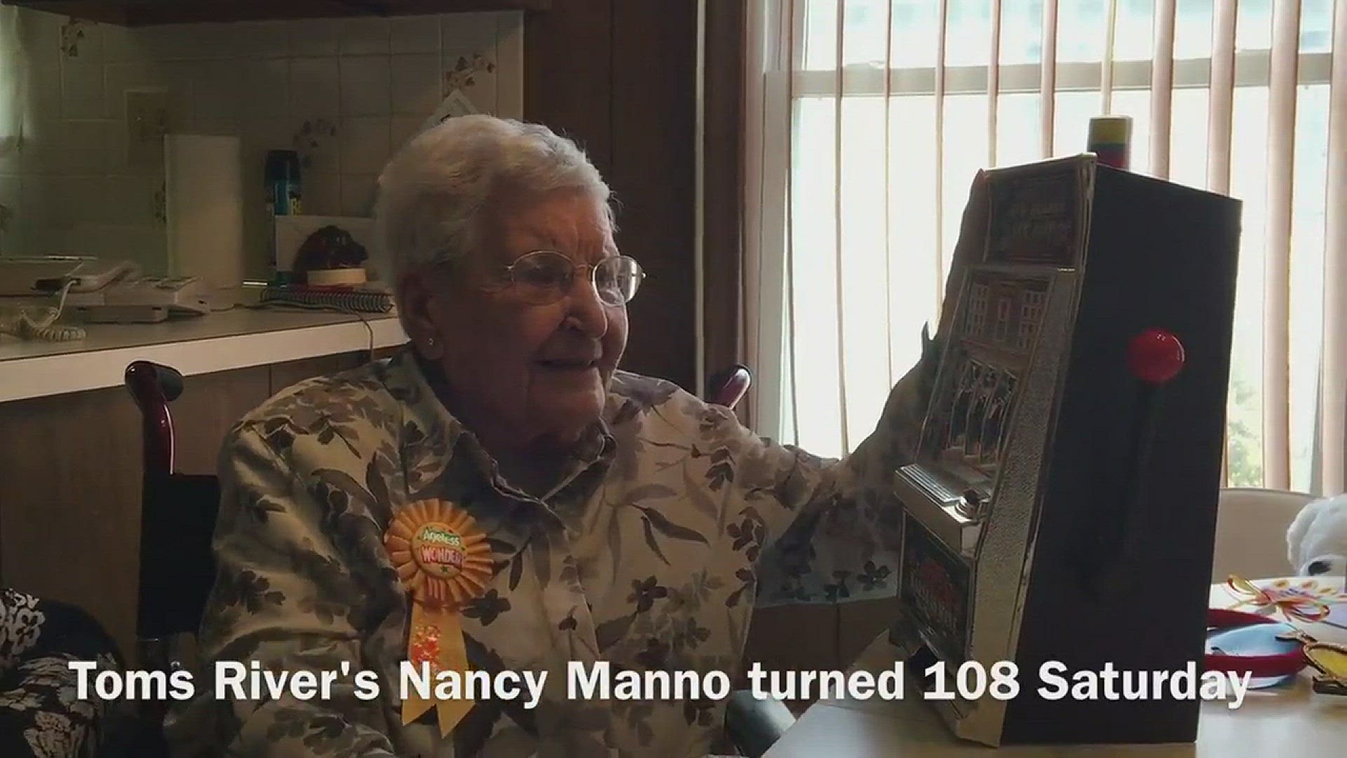 To mark her 108th birthday, Nancy Manno played the slots, sang a song and enjoyed cake with family. Jerry Carino, Asbury Park Press