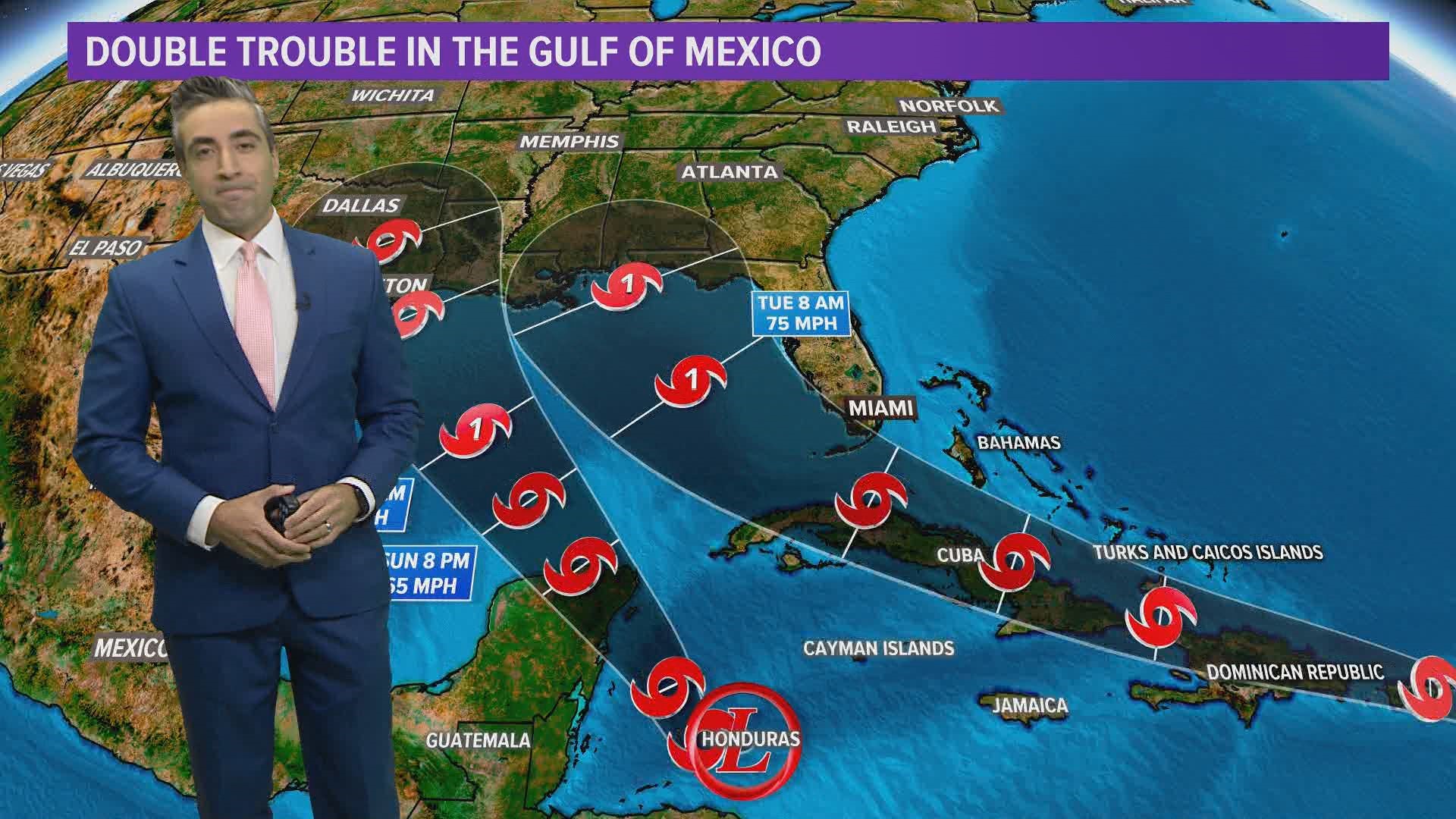 13News Now Meteorologist Tim Pandajis gives a tropics update on Tropical Storm Laura, Tropical Depression 14, and what exactly is the Fujiwhara Effect!