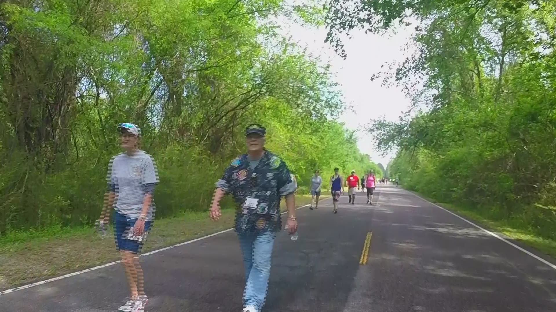 Hundreds of people walked and ran along the Great Dismal Swamp Canal Trail this weekend.