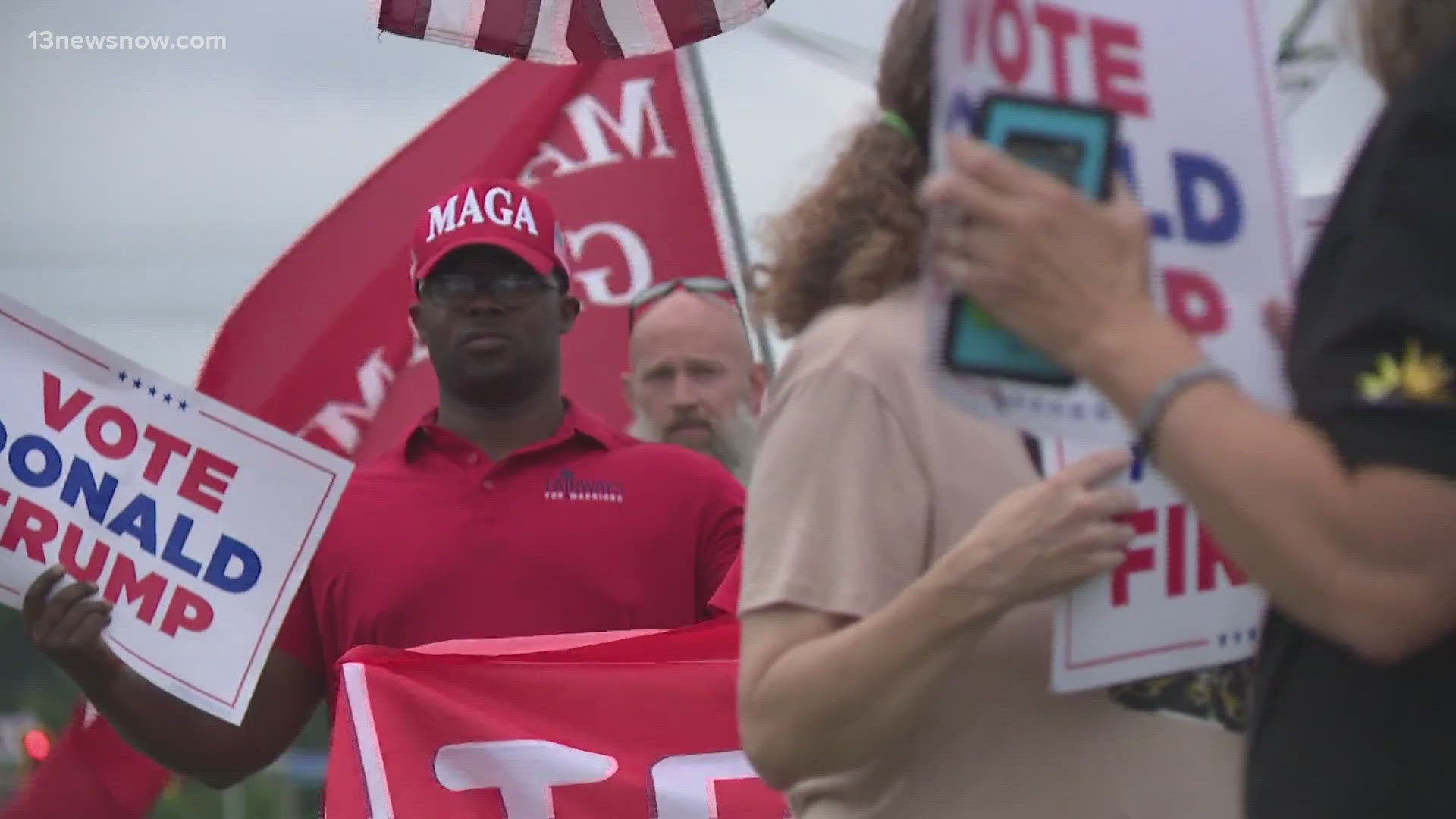 Former President Donald Trump's supporters made their presence known as first lady Jill Biden came to Virginia Beach on Thursday.