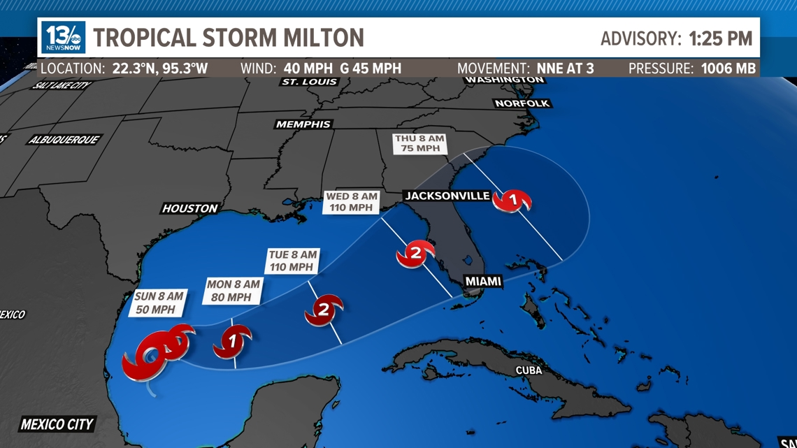 Tropical Storm Milton forms in the Gulf of Mexico | 13newsnow.com