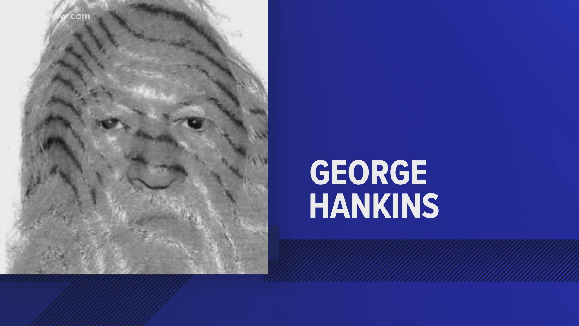 Hankins is a white male with blue eyes, 5'8" tall, and weighs 230 lbs. His photo is slightly out of date -- he is bald and his gray beard is trimmed.