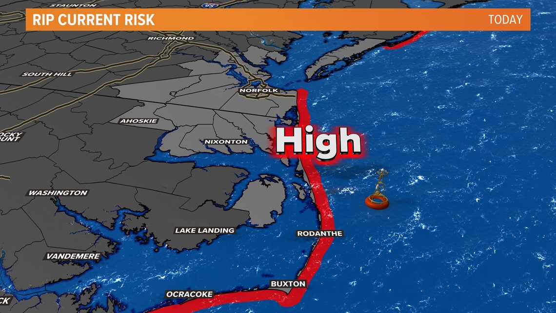 Rip currents on Virginia, N.C. coasts due to Hurricane Franklin