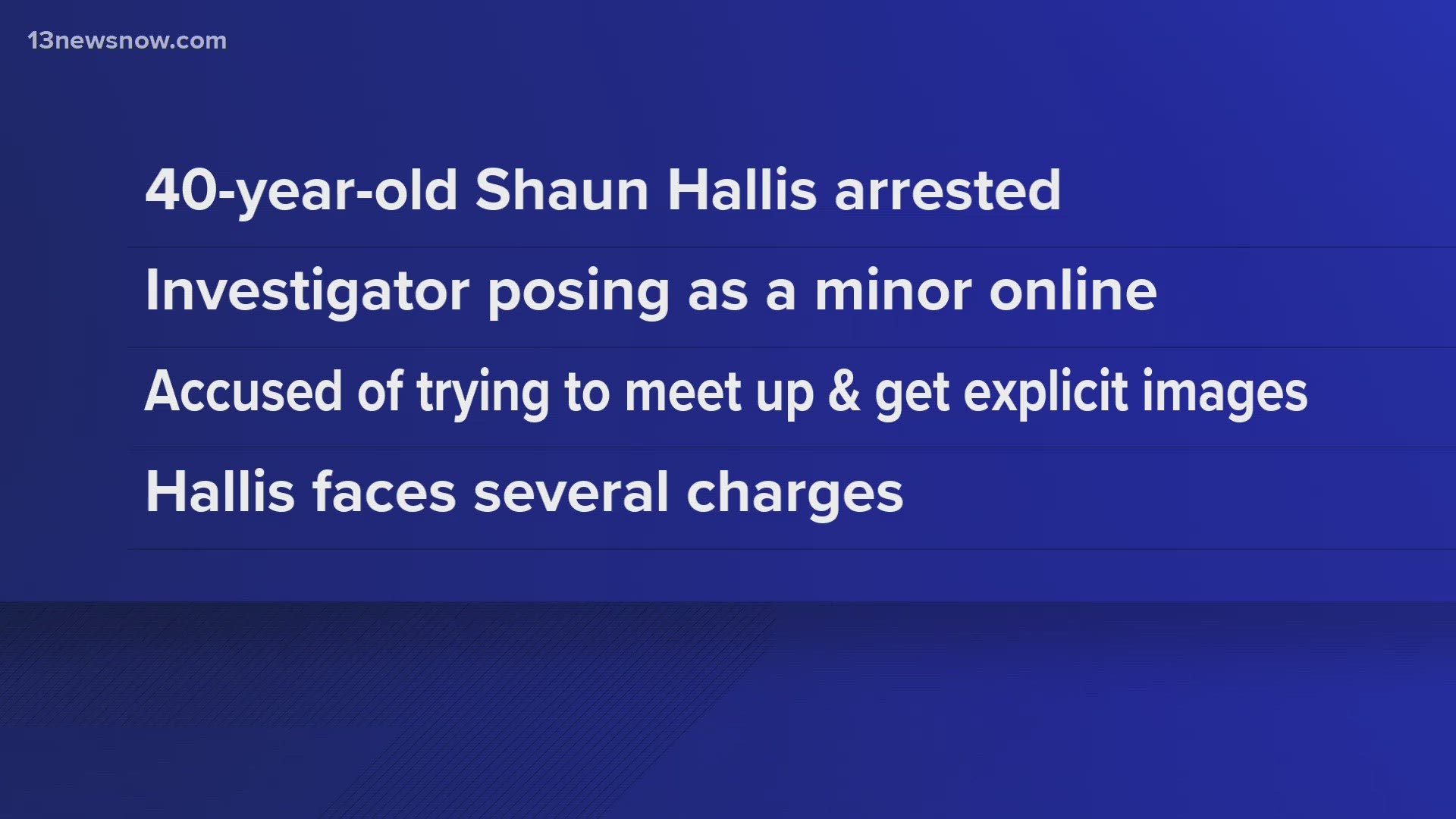 Hallis faces multiple charges at this time.