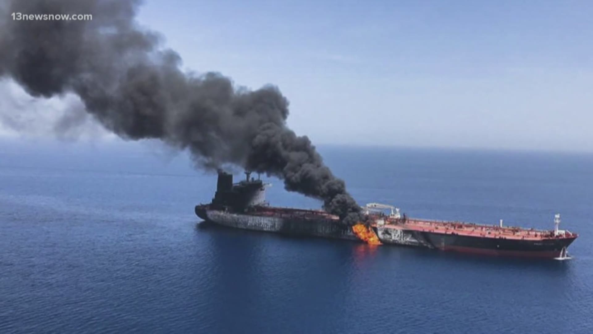 The USS Bainbridge is in the Gulf of Oman offering help to the crew of a Japanese oil tanker. According to Secretary of State Mike Pompeo, Iran was behind the attack, but Iran's Foreign Minister said the U.S. made the allegation without any evidence.
