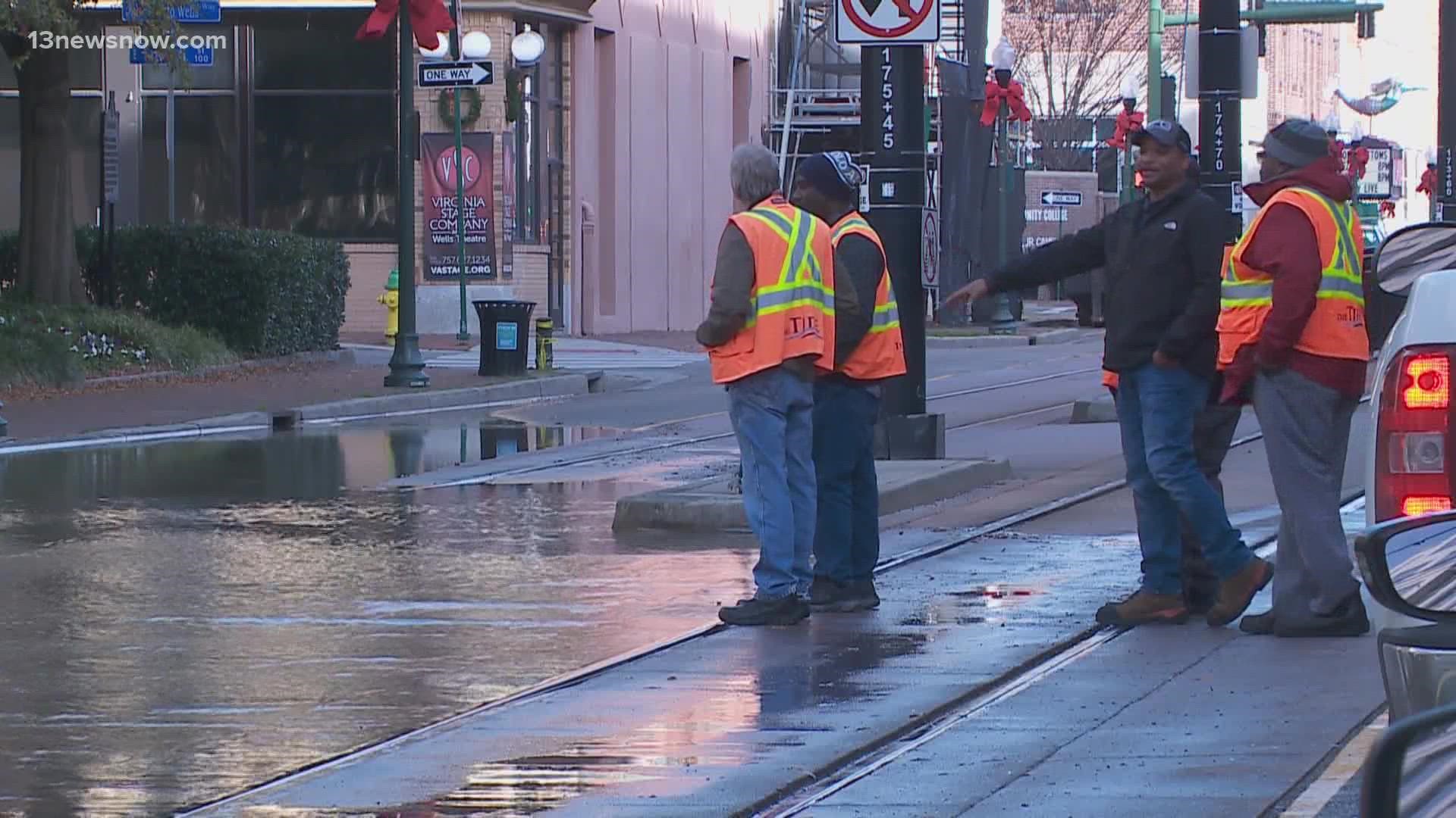 City crews are aware of the problem, and are working to fix it. They don't know what broke the water line, yet.