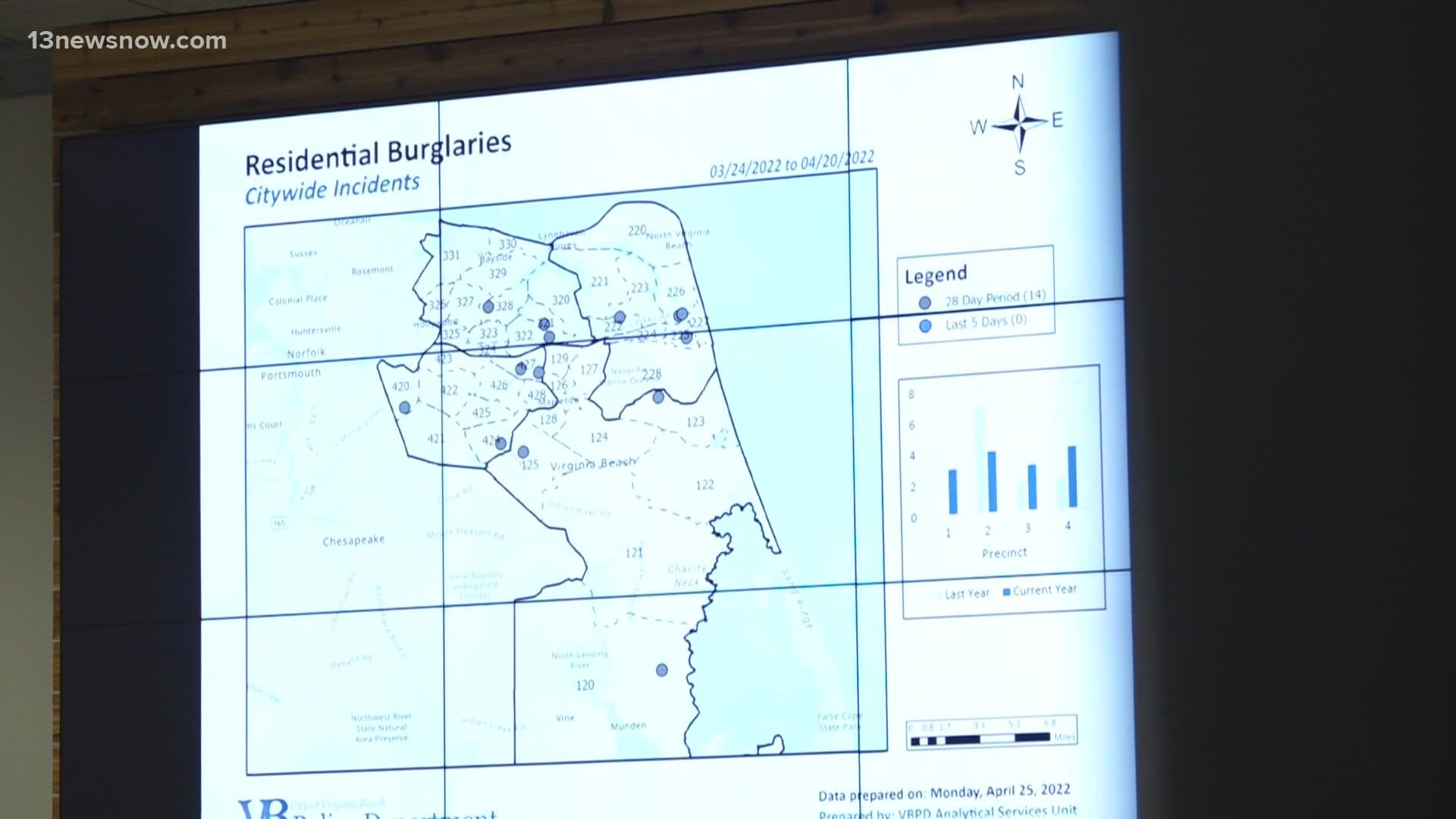 Virginia Beach police track crimes through a digital mapping system, and found a rising trend in one type of crime during 2021.