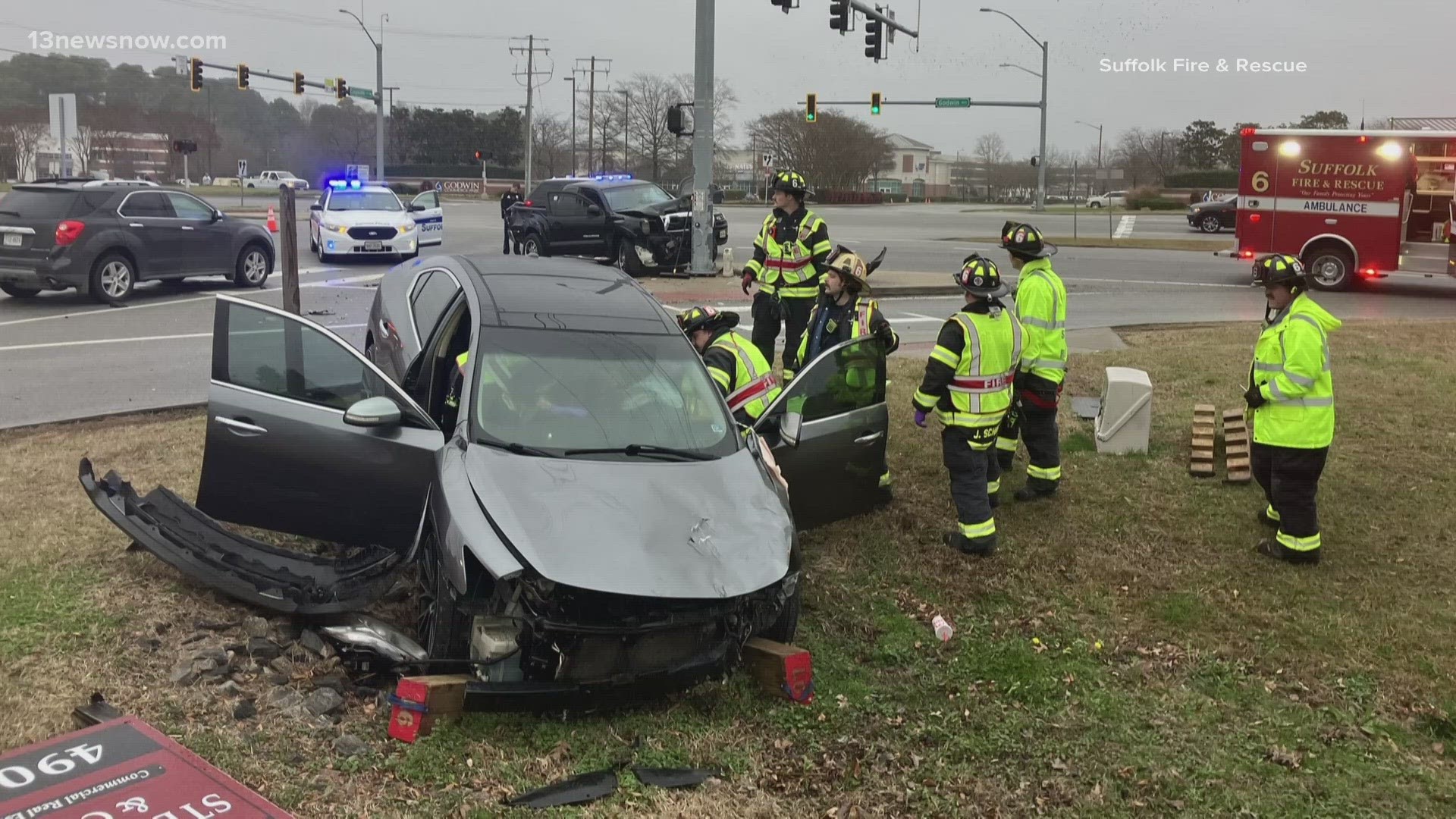 This happened on Godwin Boulevard. The crash involved two cars and the two people hurt have serious injuries.