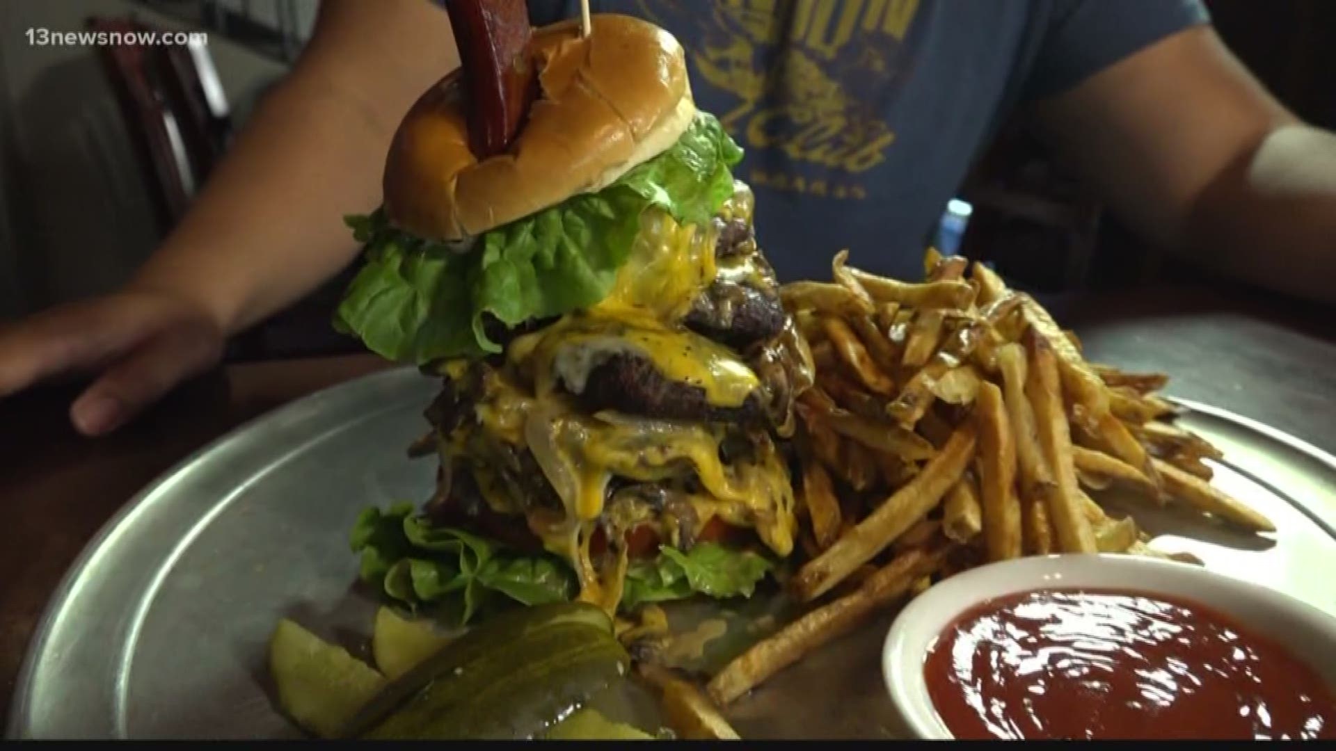 Baron's Pub in Suffolk boasts one of the biggest, baddest burgers in Hampton Roads: The Baronator. A six-pound burger that must be eaten in one hour.