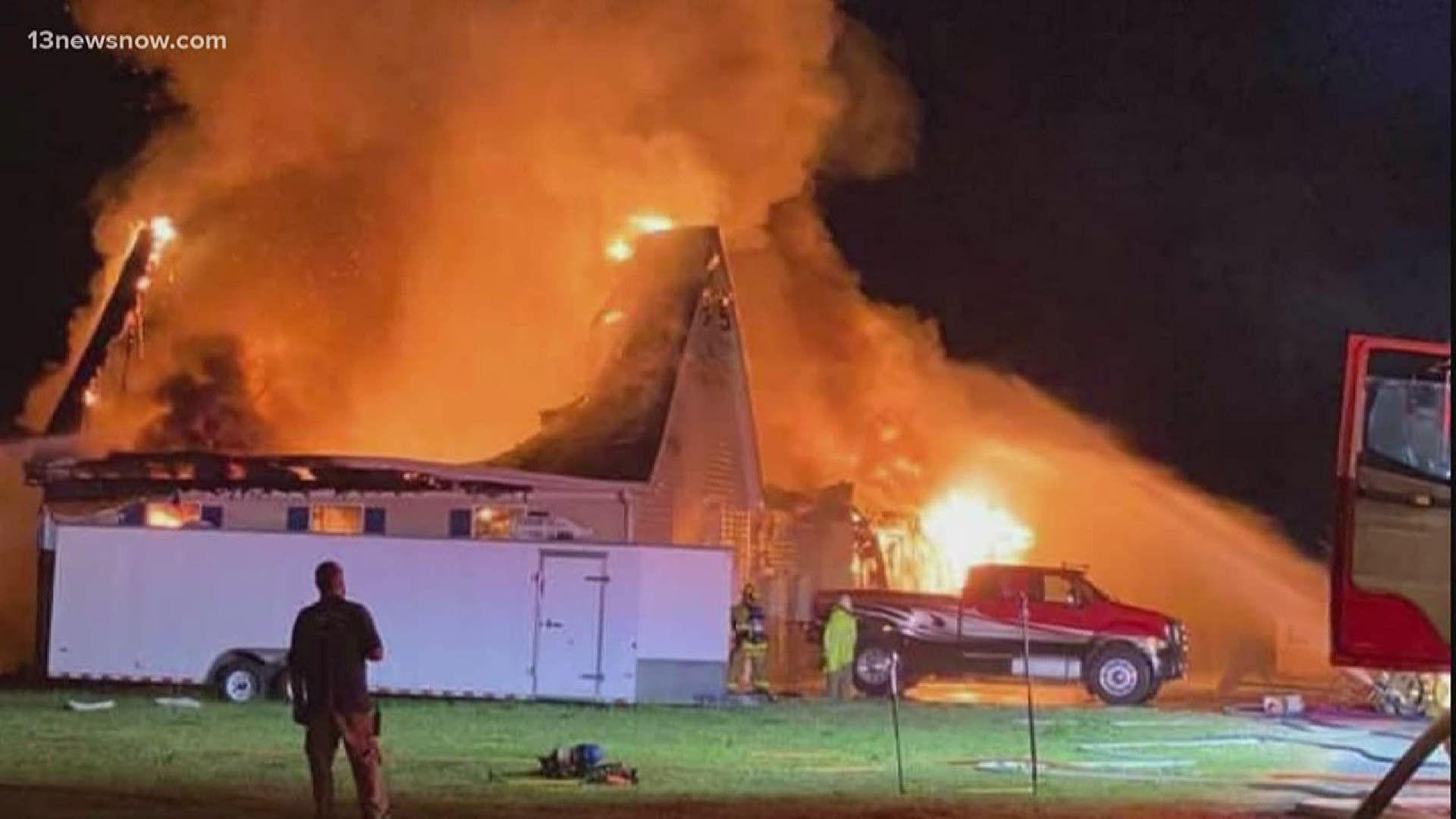 The fire happened in the town of Painter, Virginia in Accomack County.
