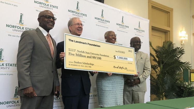 NSU gets $5 million check for student scholarships from Landmark Foundation