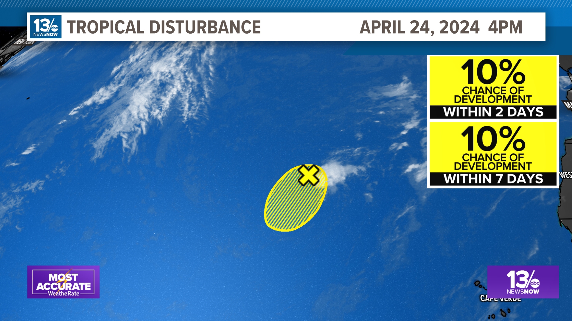 The National Hurricane Center issued a Tropical Weather Outlook on April 24, 2024 for a disturbance in the Atlantic Ocean.