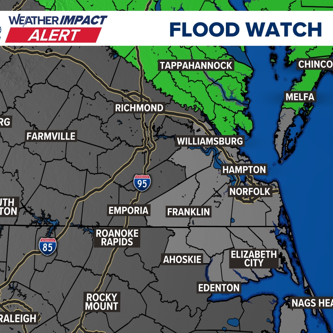 Flood watch issued for parts of Virginia as storms approach | 13newsnow.com